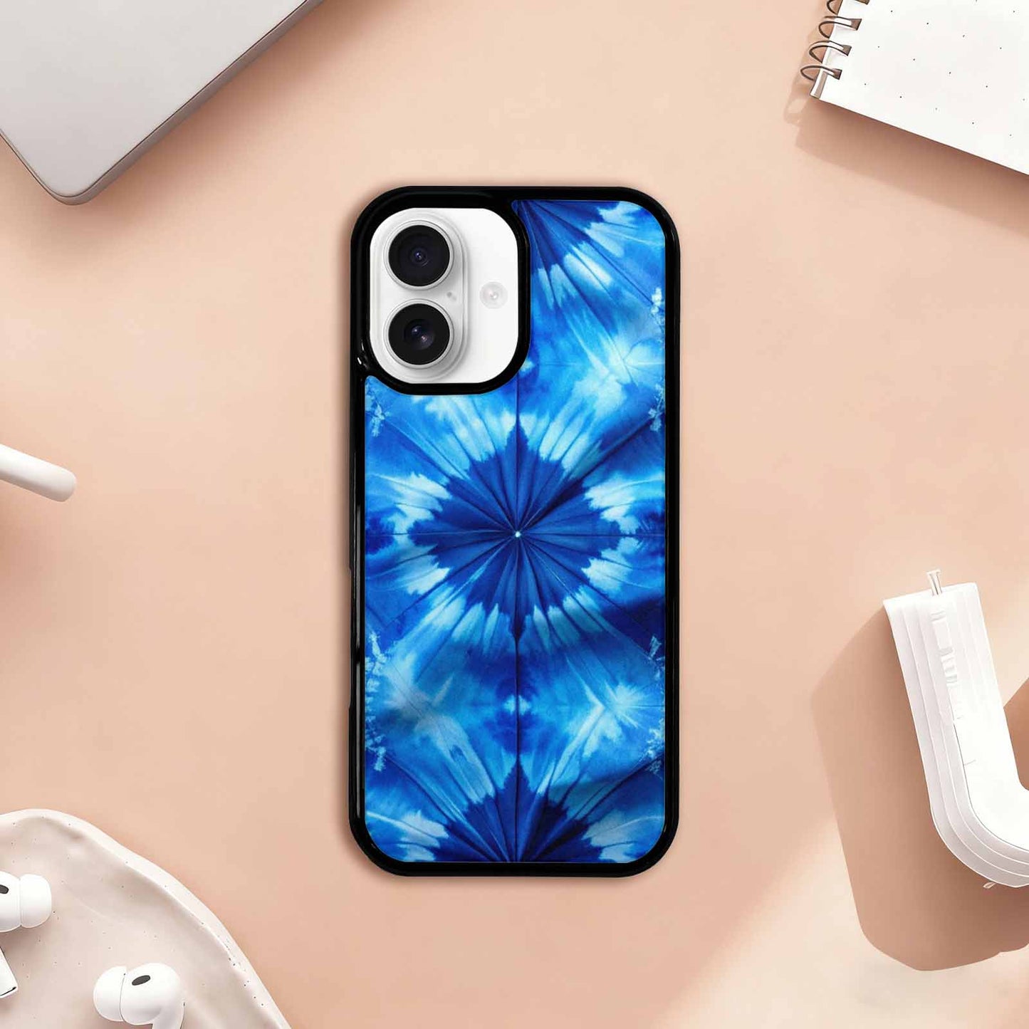 iPhone 17 Case — Tie Dye Shibori Indigo Tie Dye, Personalized Phone Case