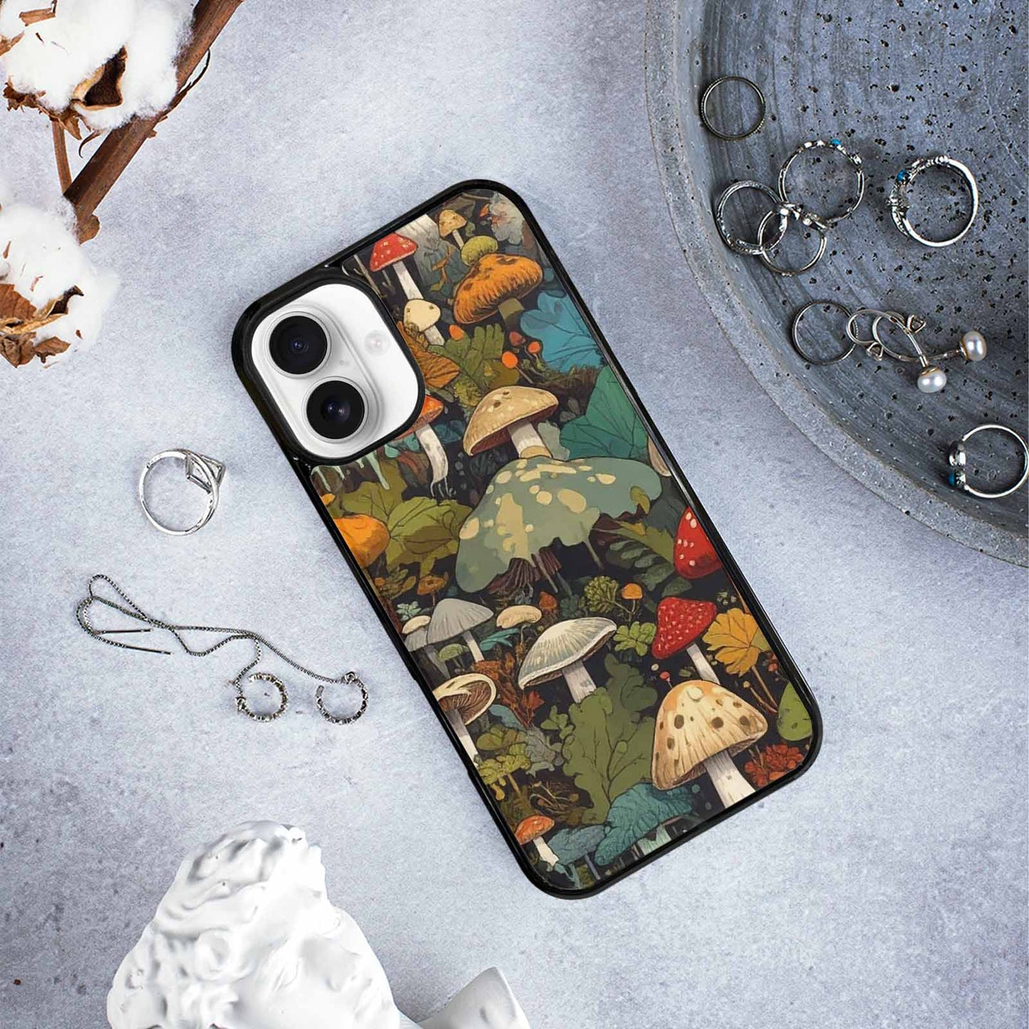 iPhone 16 Plus Case — Mushrooms Camomushrooms Patter Bki Personalized Phone, Original Design Phone Case