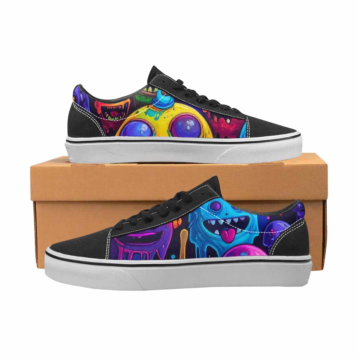 WOMEN'S Ice Cream Monsters Lace-Up Canvas Neon Fantasy Shoes