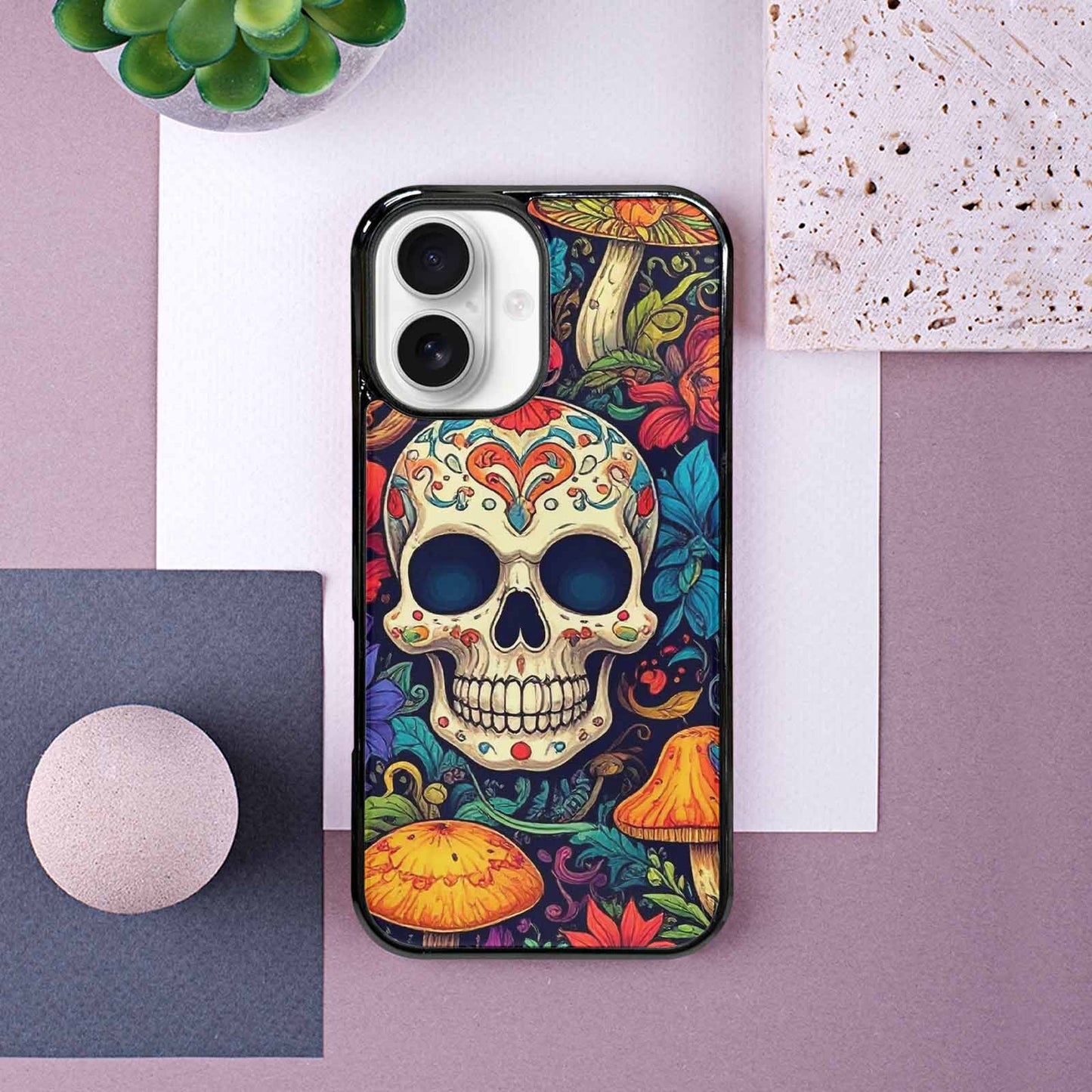 iPhone 16 Case — Mushrooms And Skulls, Original Design Phone Case