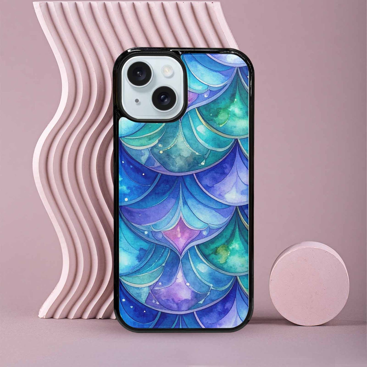 iPhone 15 Case — Mermaid Scale Art Pattern, Custom Designed Case Cover