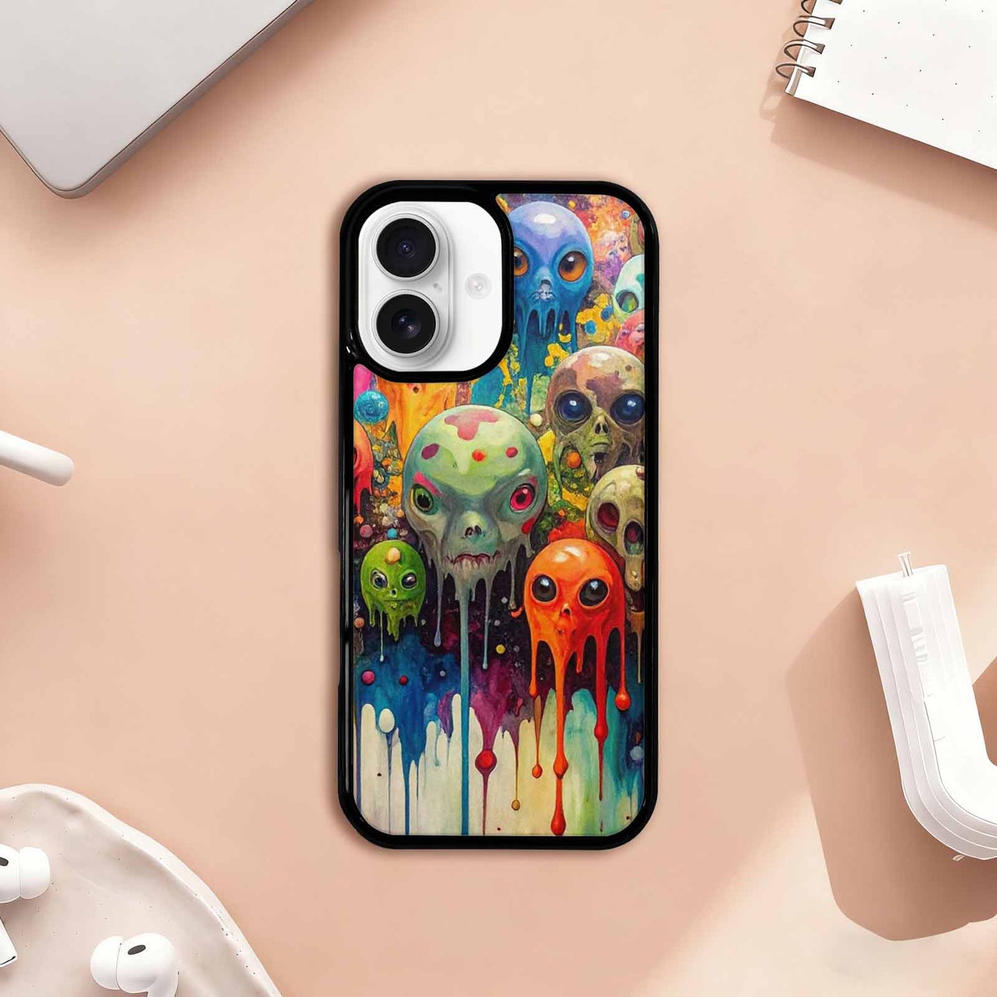 iPhone 17 Case — Aliens Camomelting Aliens Patt Alien Scifi, Custom Printed Phone Case