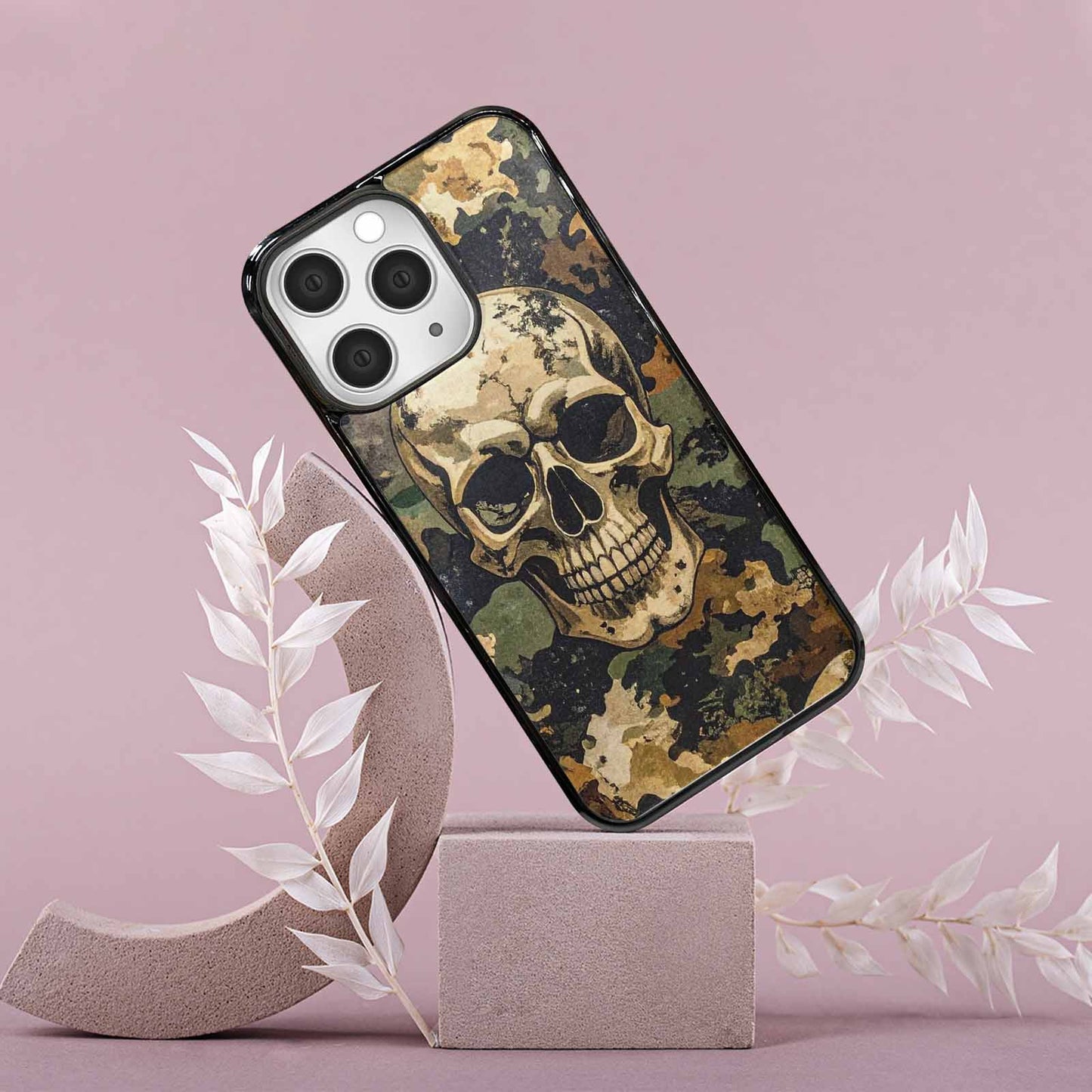 iPhone 15 Pro Max Case — Military Camo Skull Custom, Customized Protective Case