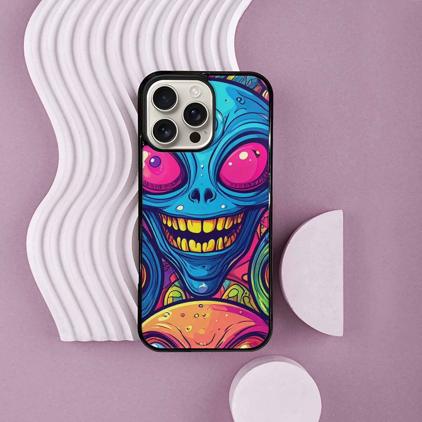 iPhone 16 Pro Max Case — Alien Ufo Cartoon Art Pattern Groovy, Personalized Phone Case