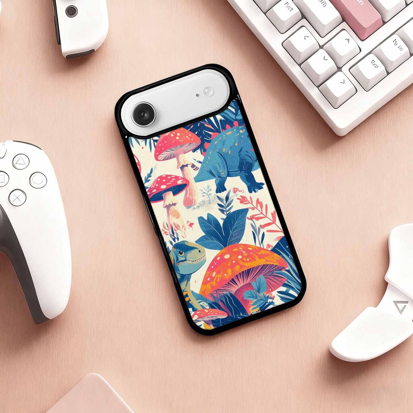 iPhone 17 Air Case — Vintage Dinosaurs Mushroom Retro Vintage, Custom Printed Phone Case