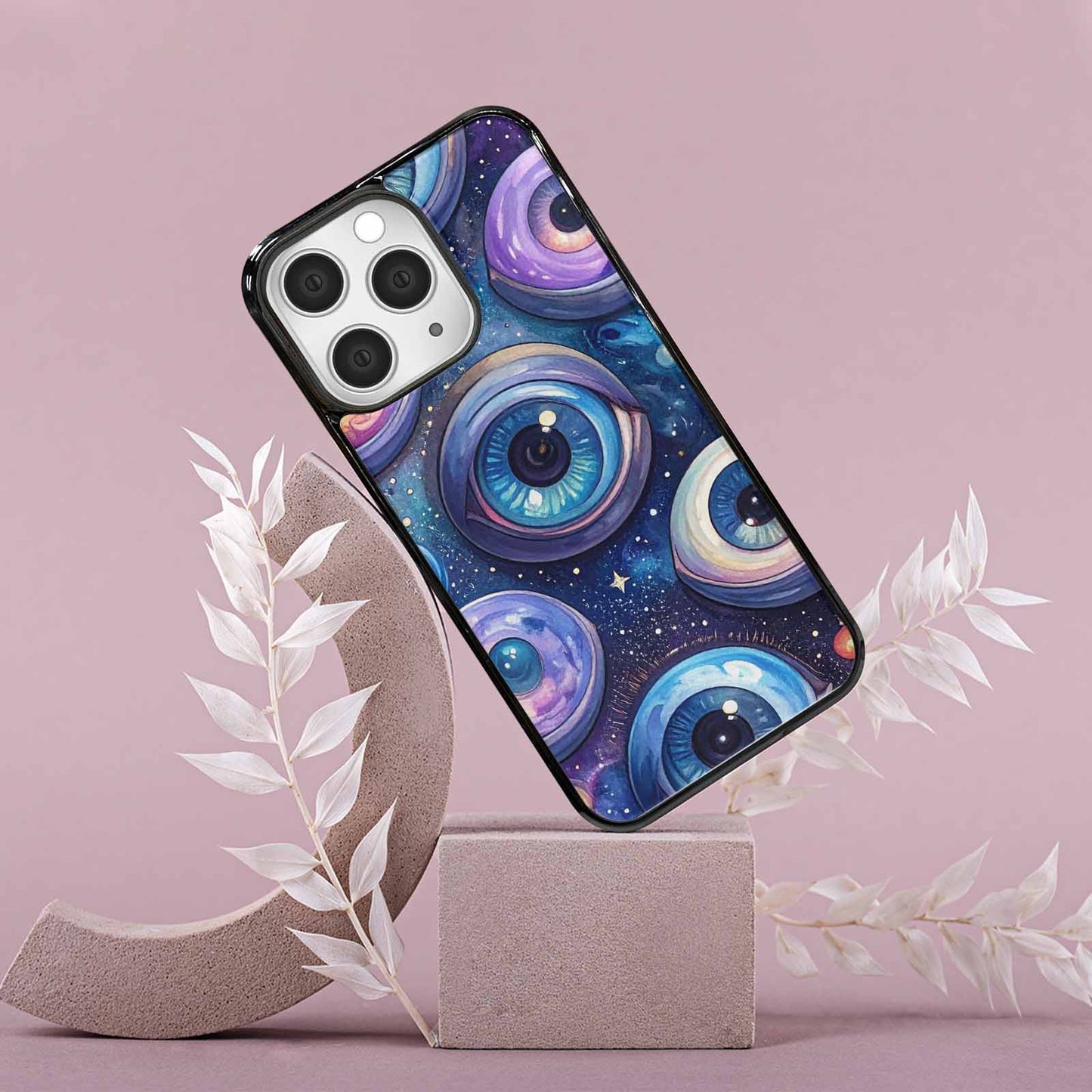 iPhone 15 Pro Max Case — Cartoon Eyeballs Galaxy Personalized Phone Cover, Custom Art Phone Cover