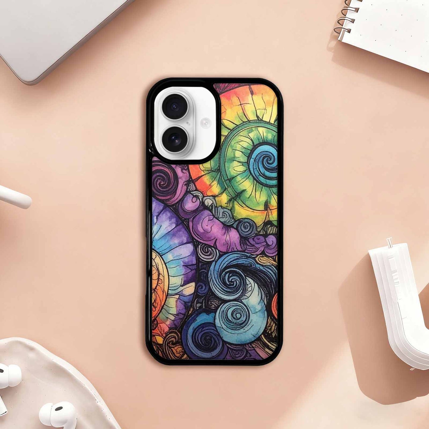 iPhone 17 Case — Tie Dye Swirls (black Tie Dye, Custom Made Phone Cover