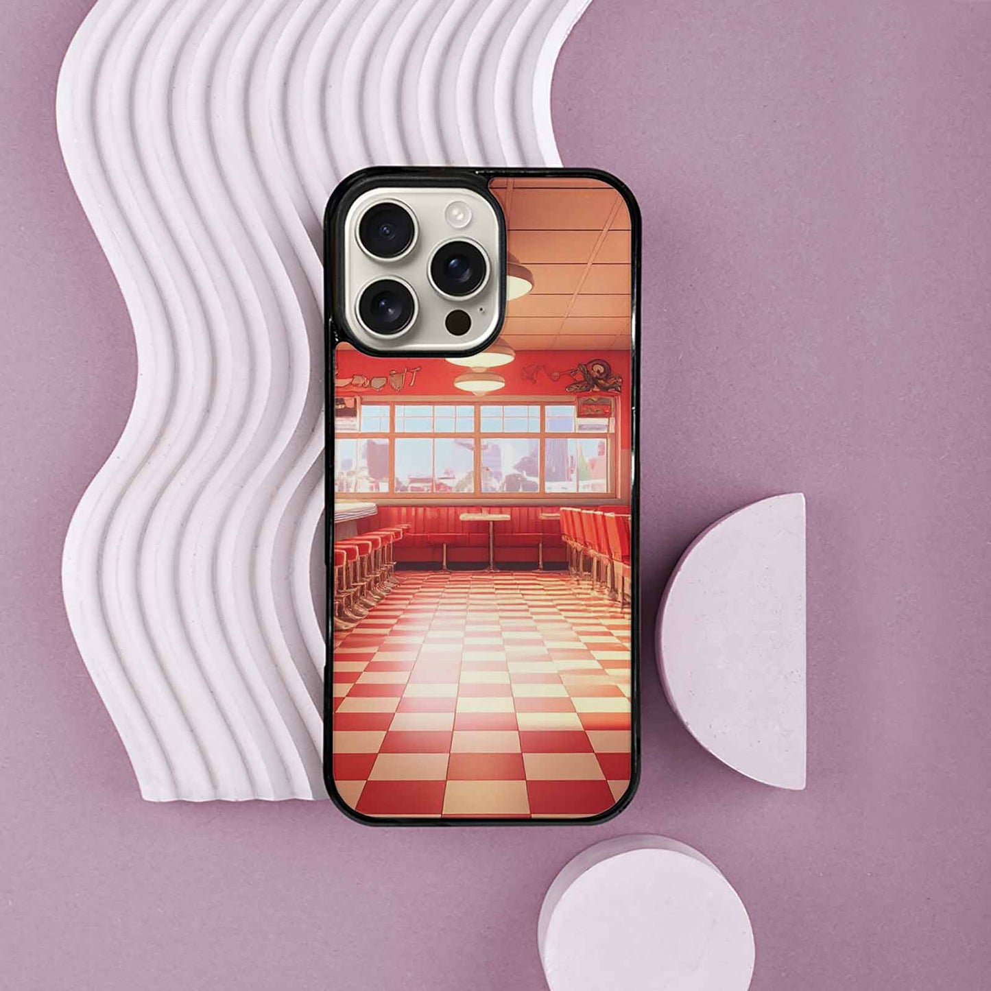 iPhone 16 Pro Max Case — 1950s Diner Cartoon Art Pattern, Original Design Phone Case