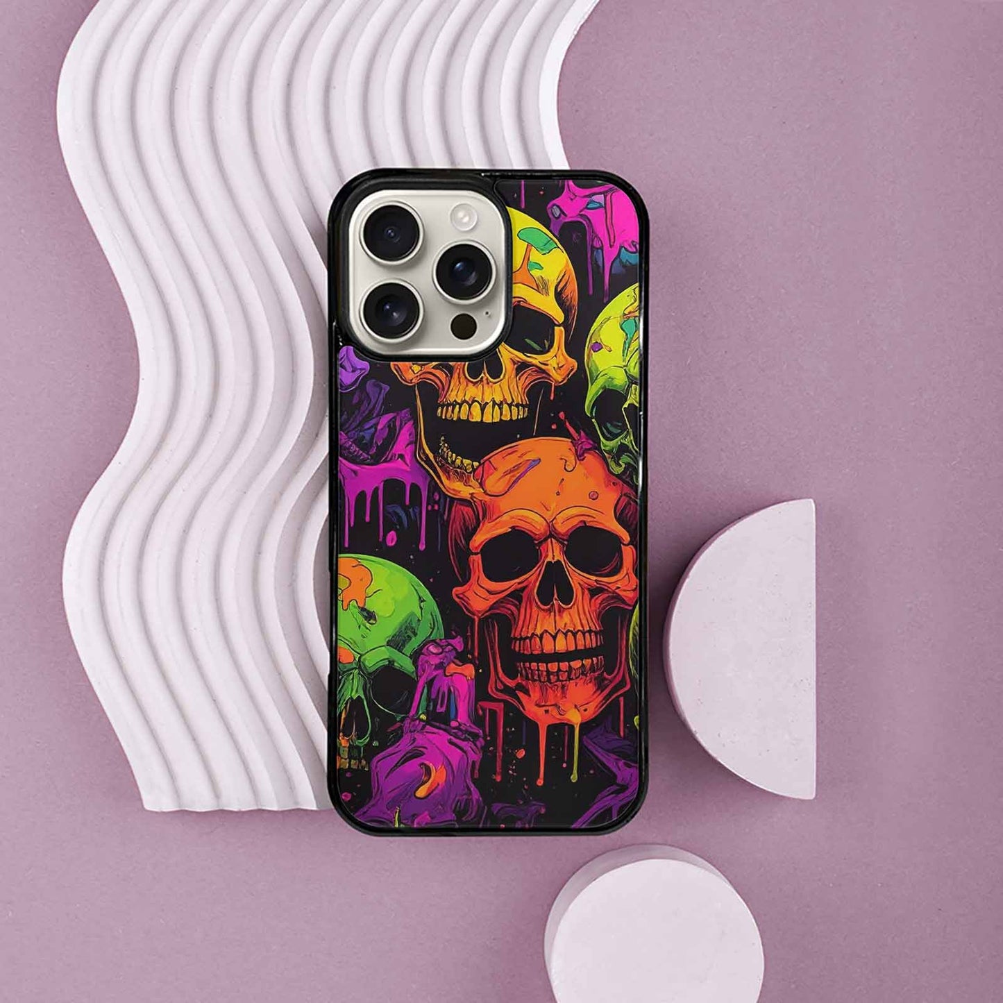iPhone 16 Pro Max Case — Vibrant Camo 1000\'s Of Skeletons Neon, Personalized Phone Case