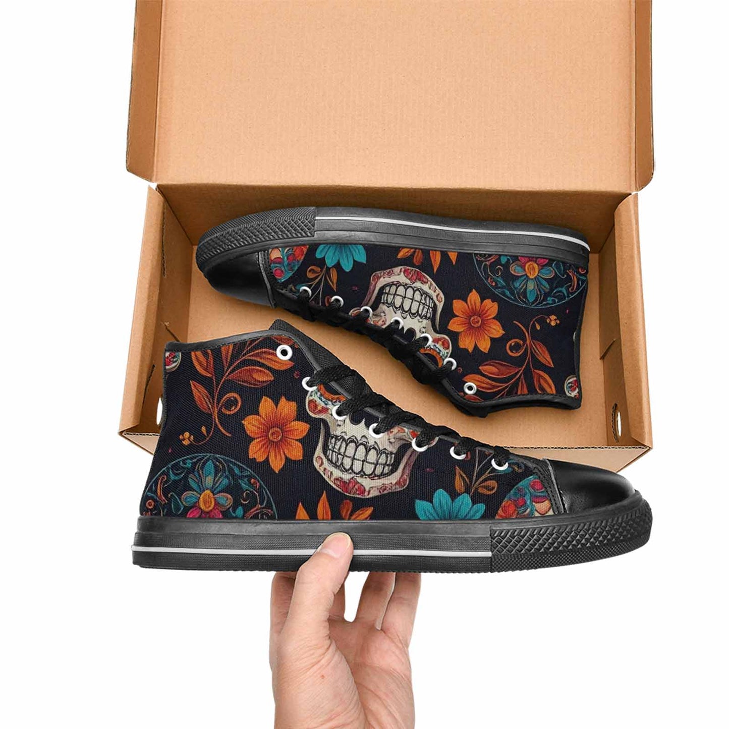 MEN'S Dia De Los Muertos Sugar Skull High Top Canvas Y2K Sneakers
