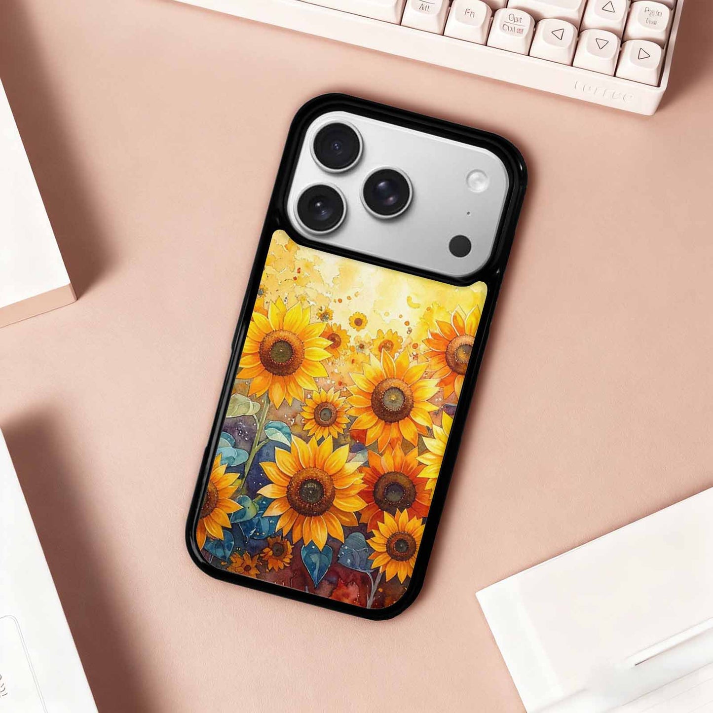 iPhone 17 Pro Case — Full Color Vibrant Sunflower Burst Floral, Custom Phone Case