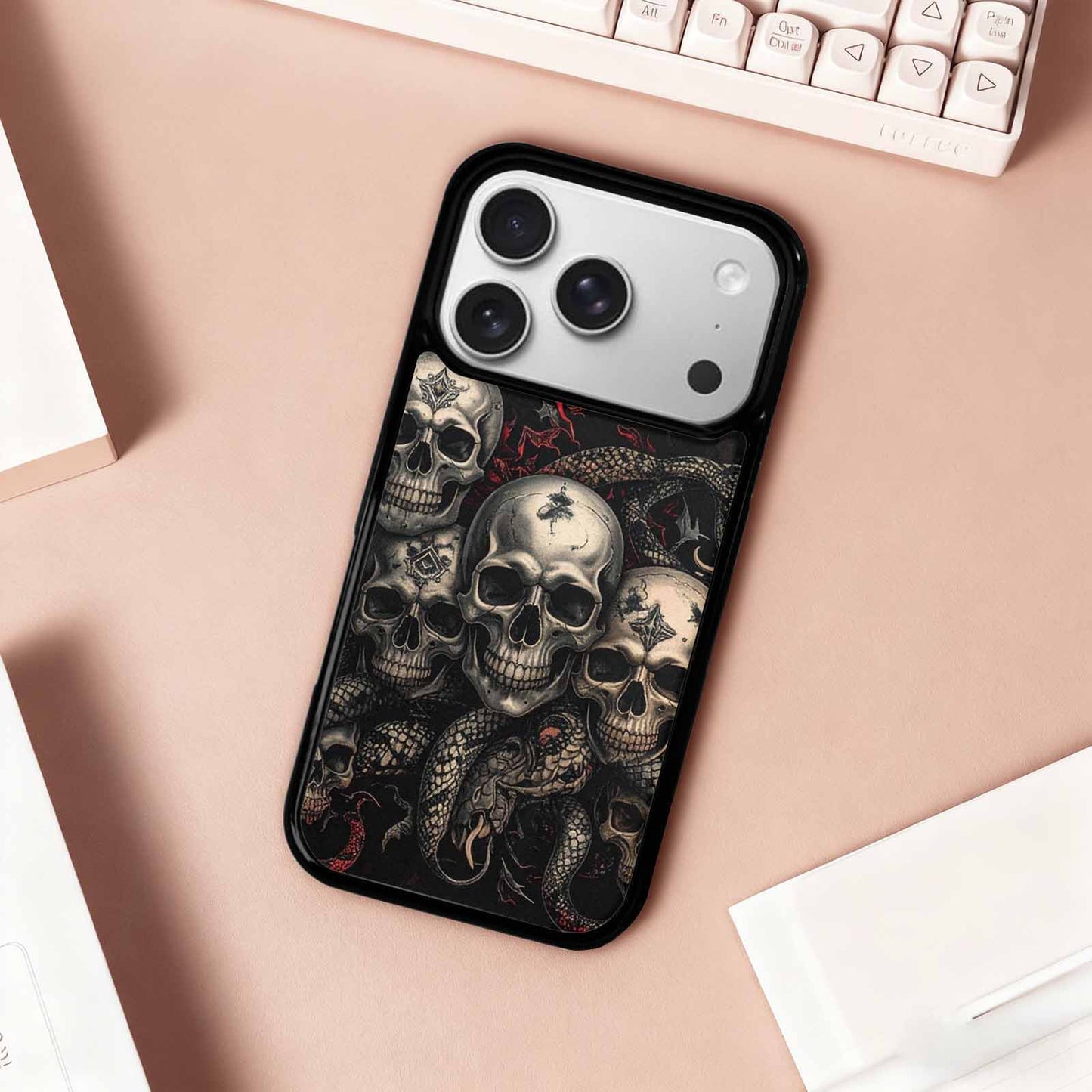 iPhone 17 Pro Case — Skull Dark Art Gothic Print Gothic, Custom Designed Case Cover