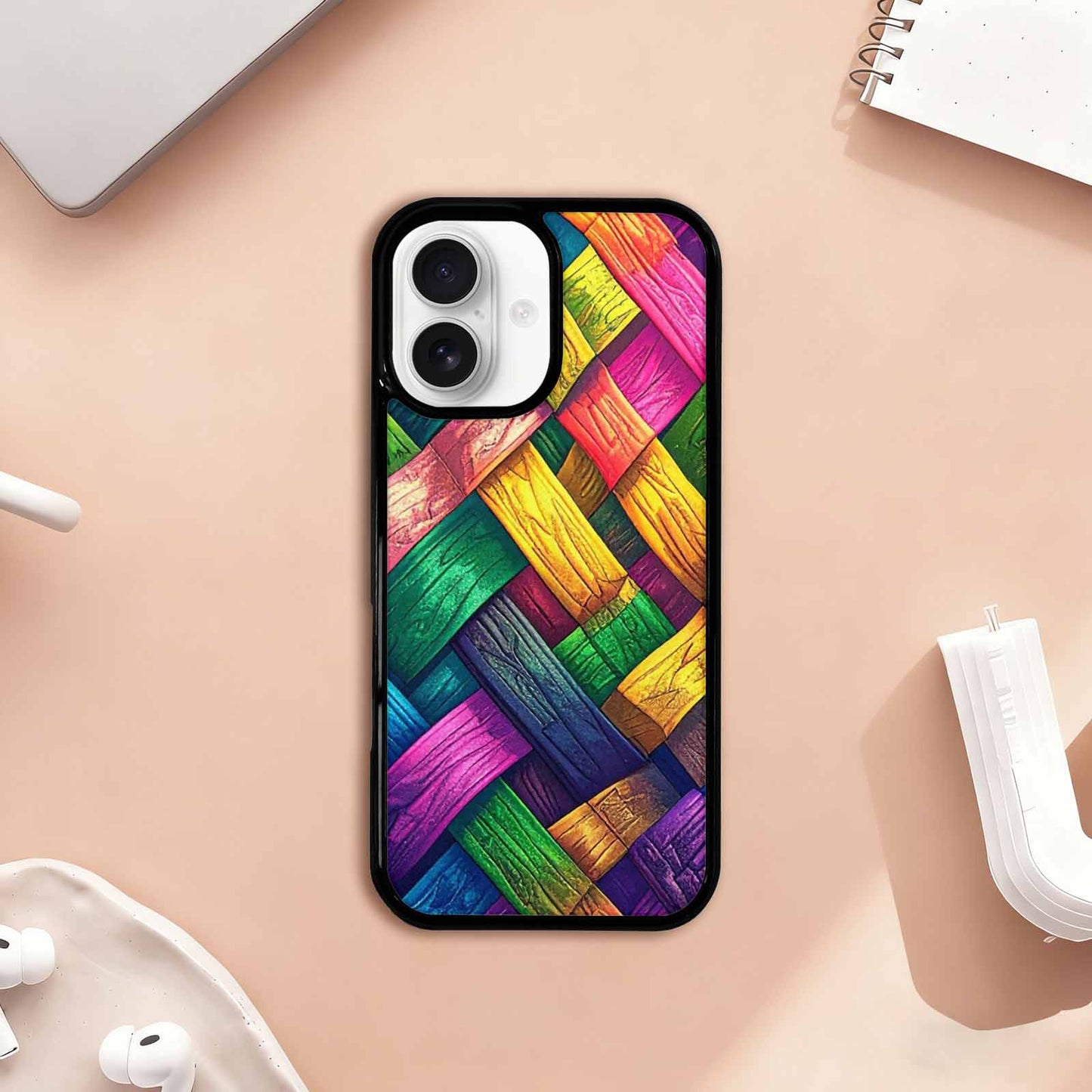 iPhone 17 Case — Polysexual Flag Color Theme Original Art, Unique Phone Case Design