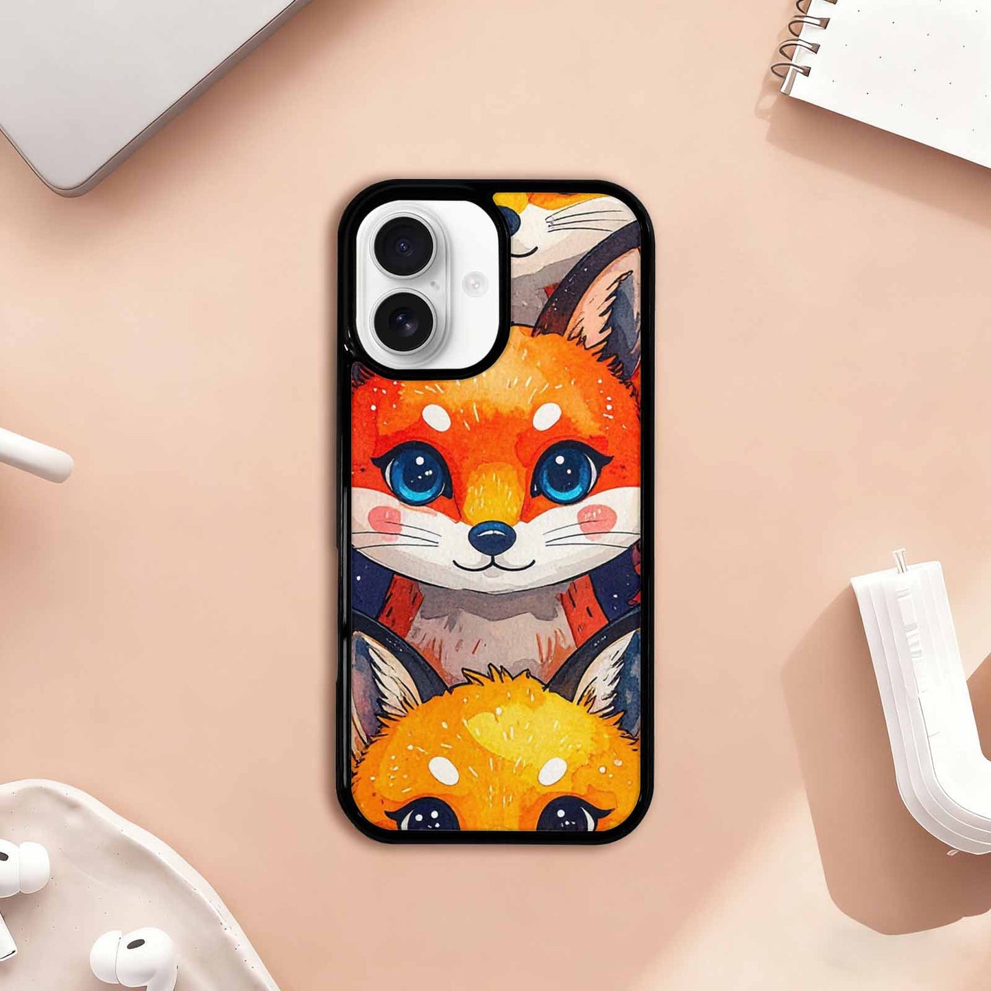 iPhone 17 Case — Watercolor Kawaii Fox Watercolor Abstract, Custom Art Phone Cover