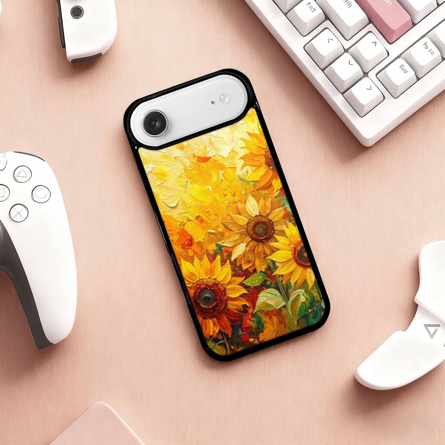 iPhone 17 Air Case — Impressionist Sunflower Brushstroke Pattern Hundreds Floral, Custom Made Phone Cover