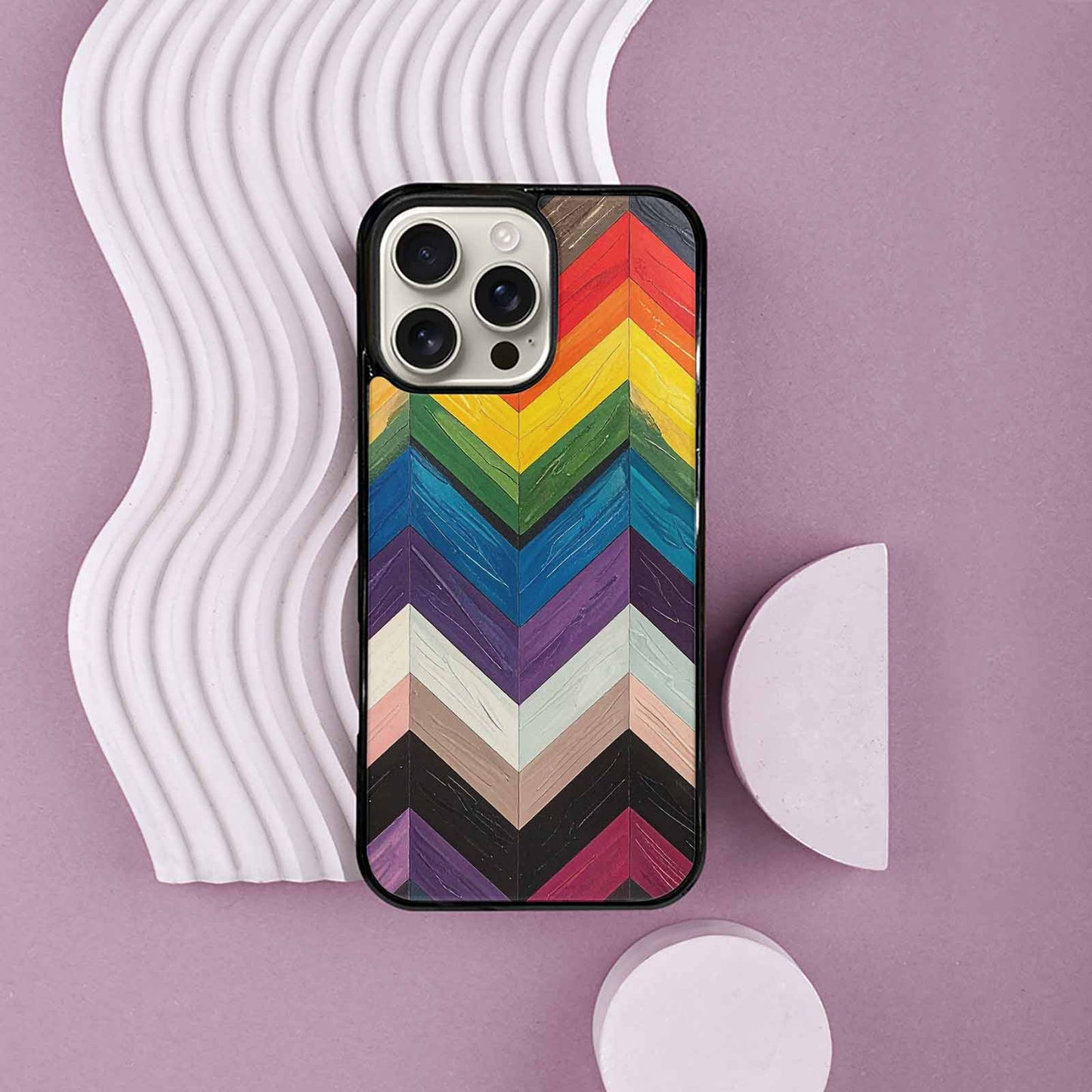 iPhone 16 Pro Max Case — Progress Pride Flag Color Theme Small, Custom Printed Phone Case