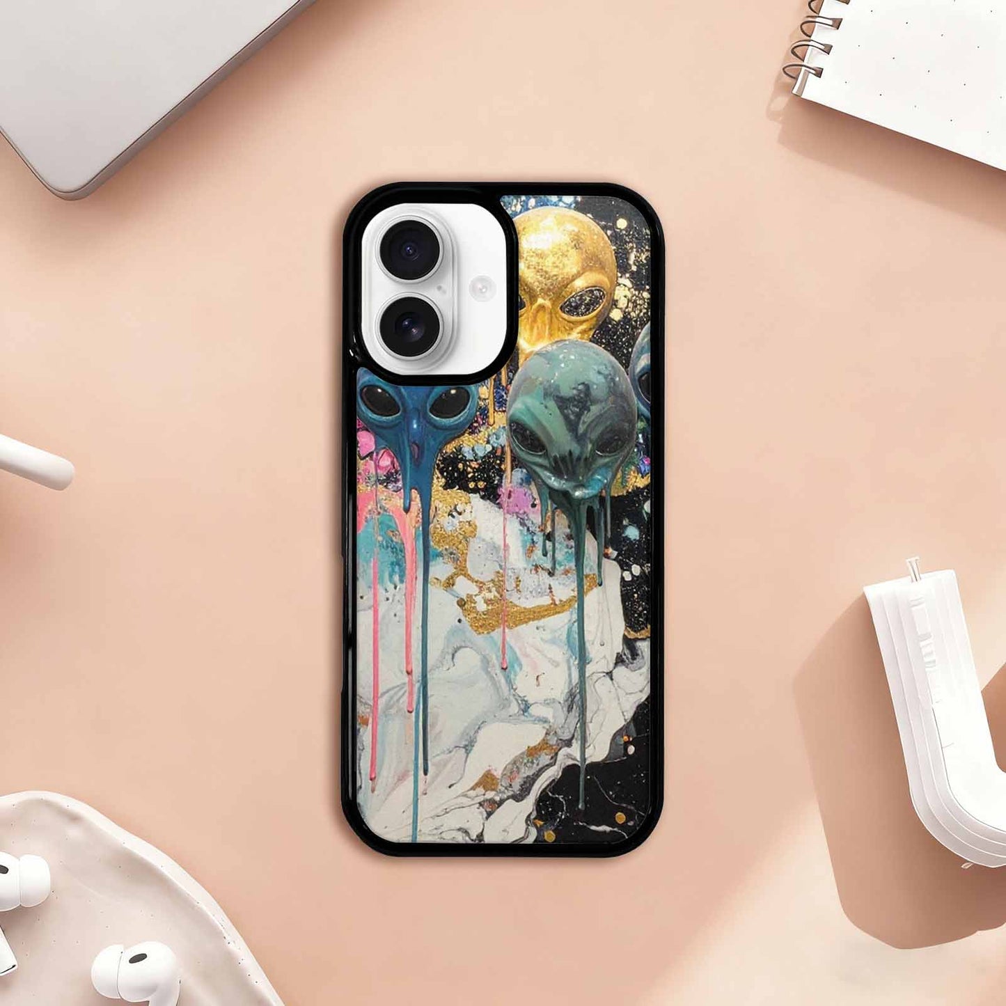 iPhone 17 Case — Aliens Marblemelting Aliens Pa Alien Scifi, Custom Printed Phone Case