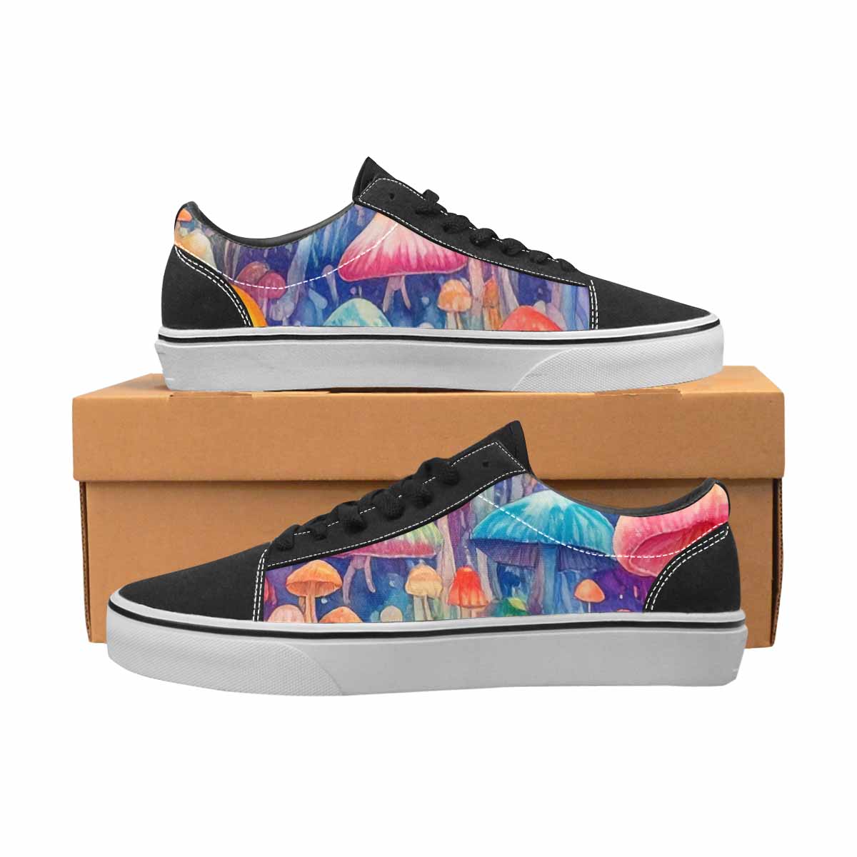 WOMEN'S Mushrooms Tie Dye Lace-Up Canvas Kaleidoscope Custom Sneakers