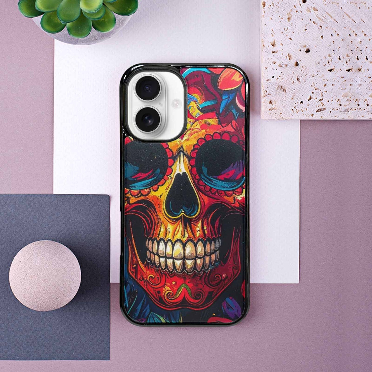 iPhone 16 Case — Graffiti Skull Art Seamless Pattern Vibrant, Custom Designed Case Cover