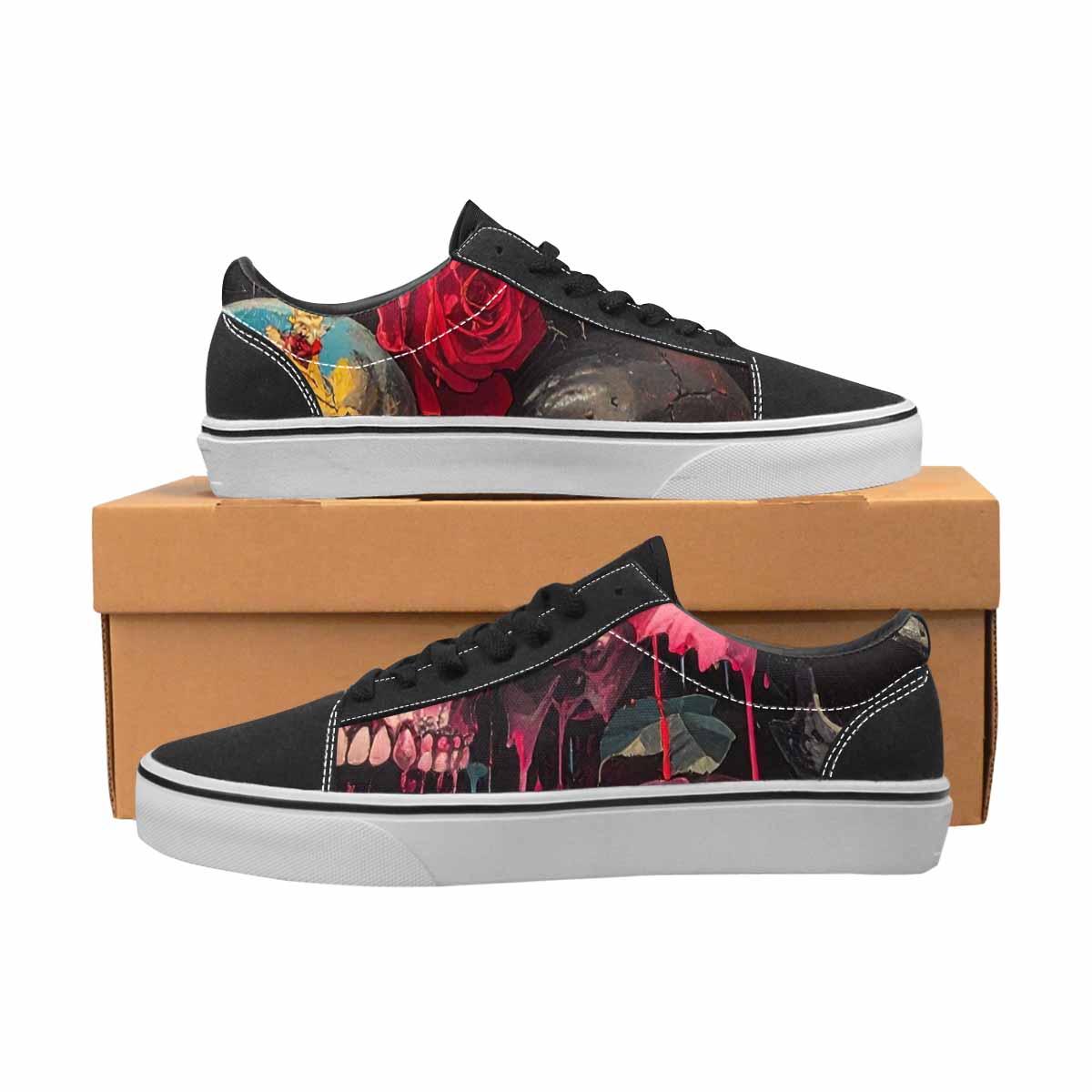 WOMEN'S Skulls Roses Melting Skulls Lace-Up Canvas Cottagecore Sneakers