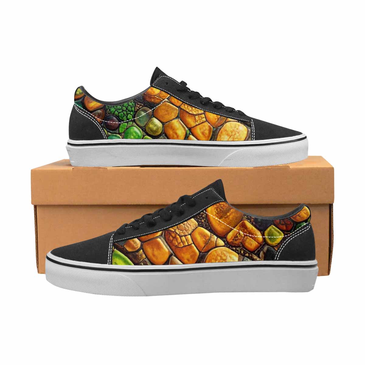 MEN'S Snake Skin Reptile Canvas Lace-Up Wallpaper Art Sneakers