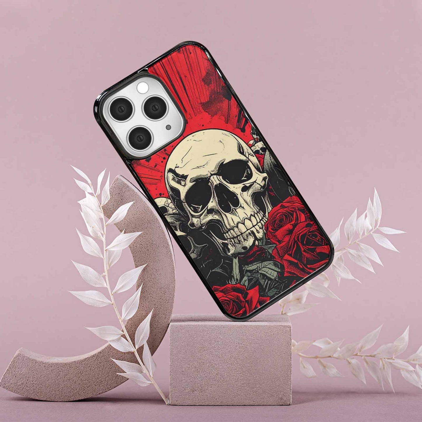 iPhone 15 Pro Max Case — Skull Dark Art Gothic Print, Custom Art Phone Cover