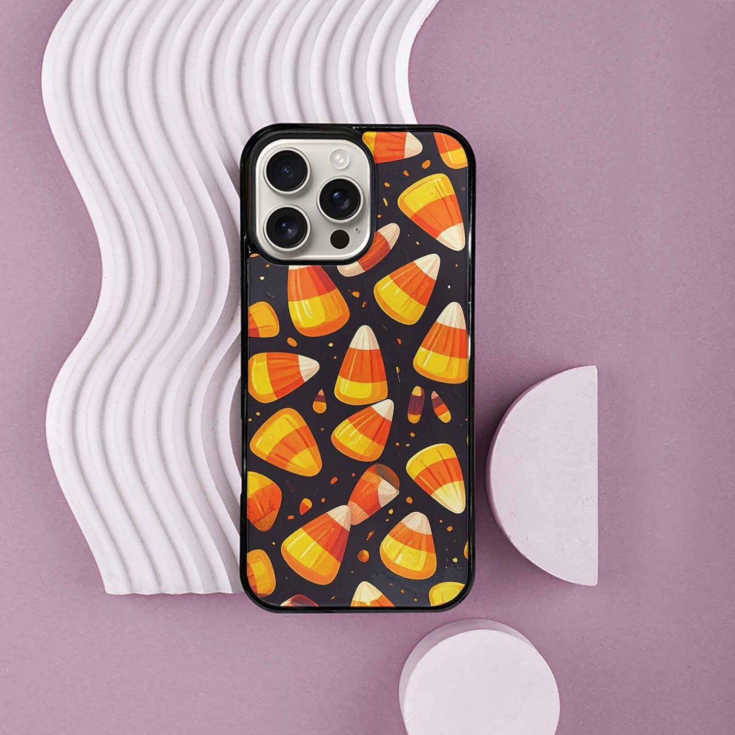 iPhone 16 Pro Max Case — Halloween Candy Corn, Custom Art Phone Cover