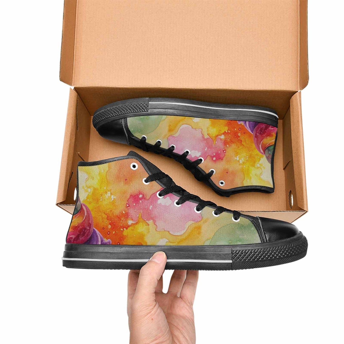 WOMEN'S Melting Icecream Collage High Top Canvas Cottagecore Shoes