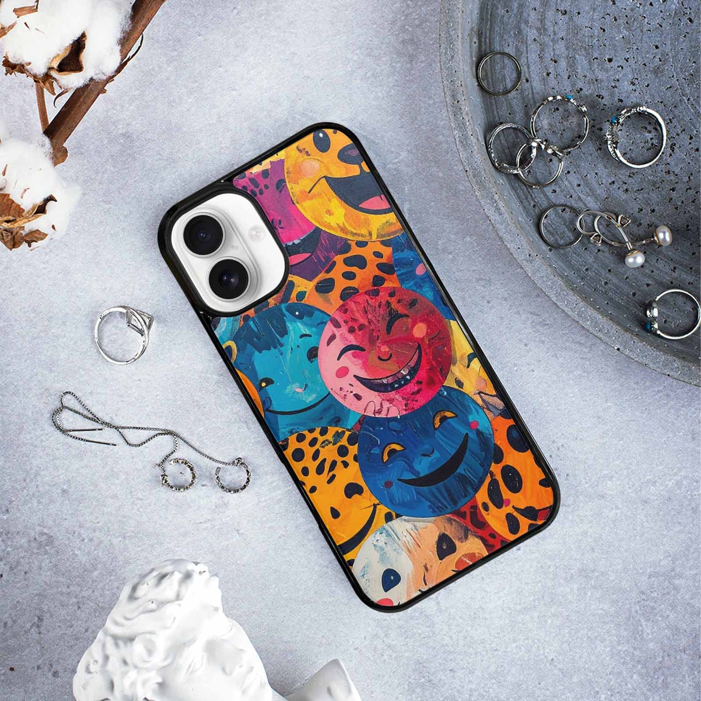 iPhone 16 Plus Case — Smiley Faces Animal Printsmile Kh7 Personalized, Custom Phone Case