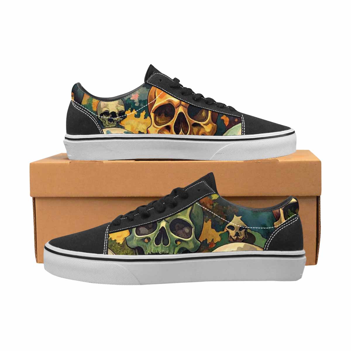 WOMEN'S Skulls Camo Skulls Lace-Up Canvas Wallpaper Art Custom Sneakers