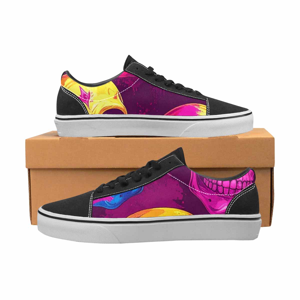 MEN'S Tie Dye Skulls Print Canvas Lace-Up Cottagecore Custom Sneakers