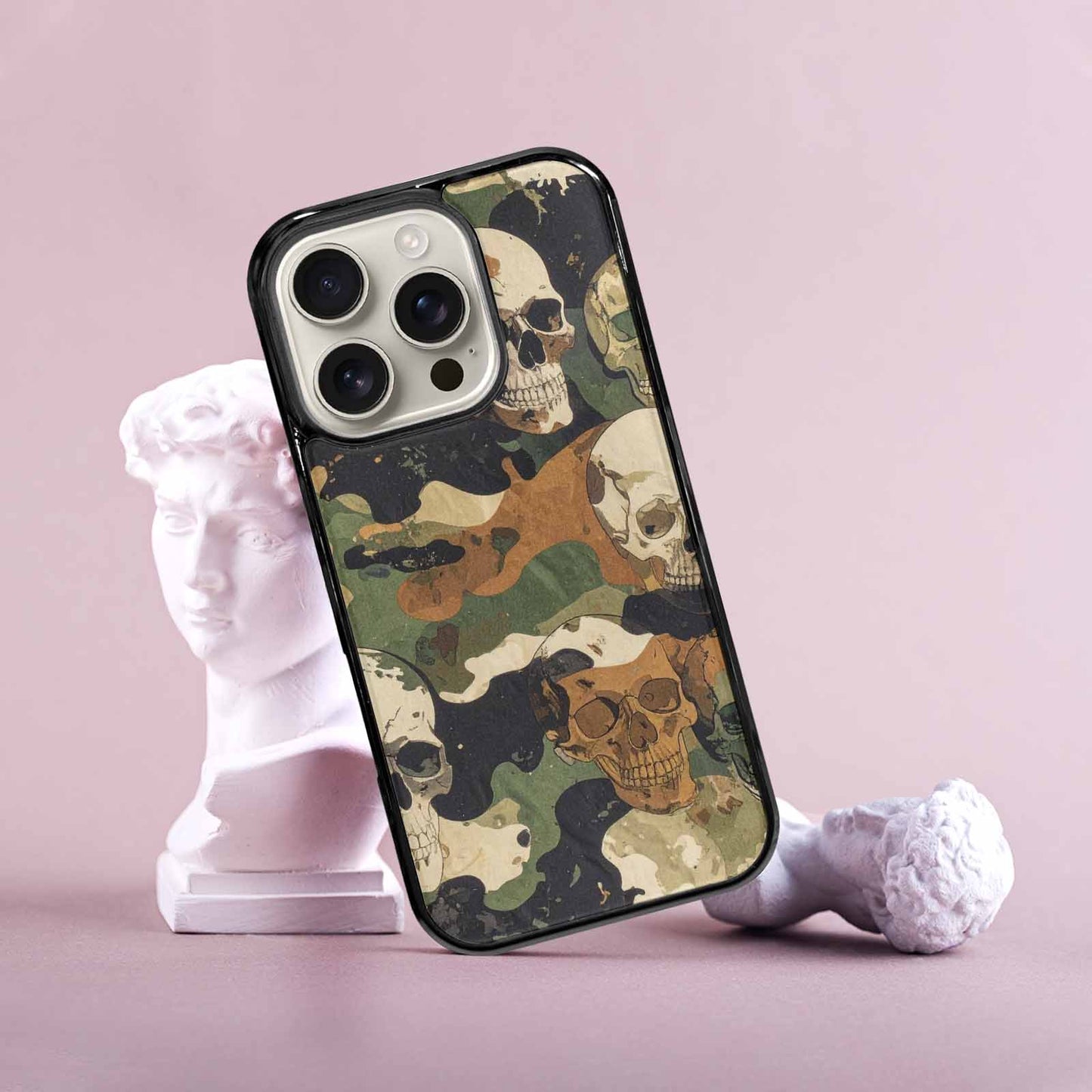 iPhone 16 Pro Case — Military Camo Texture Combined With Distressed, Personalized Phone Case