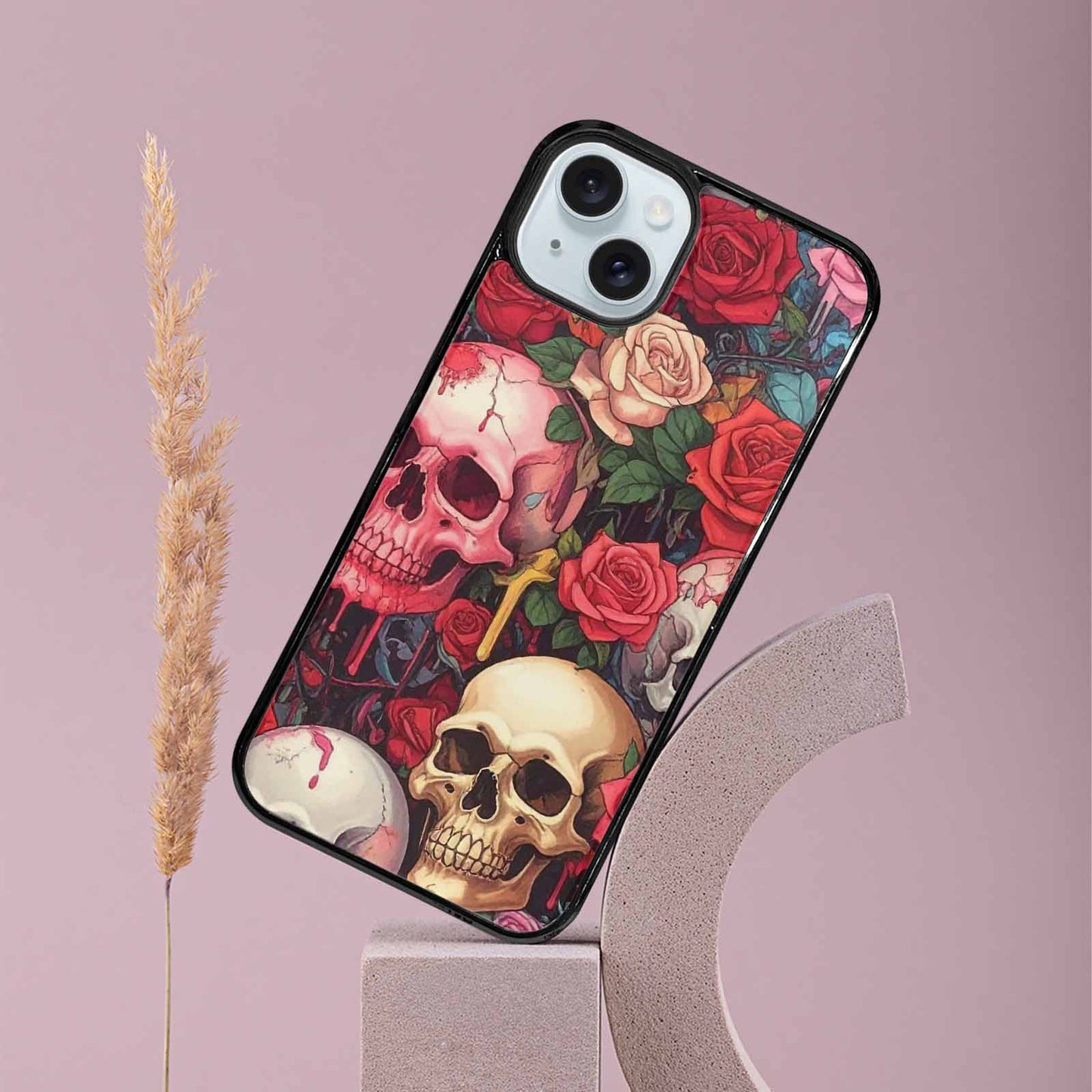 iPhone 15 Plus Case — Skulls And Roses Skulls And Roses, Custom Designed Case Cover