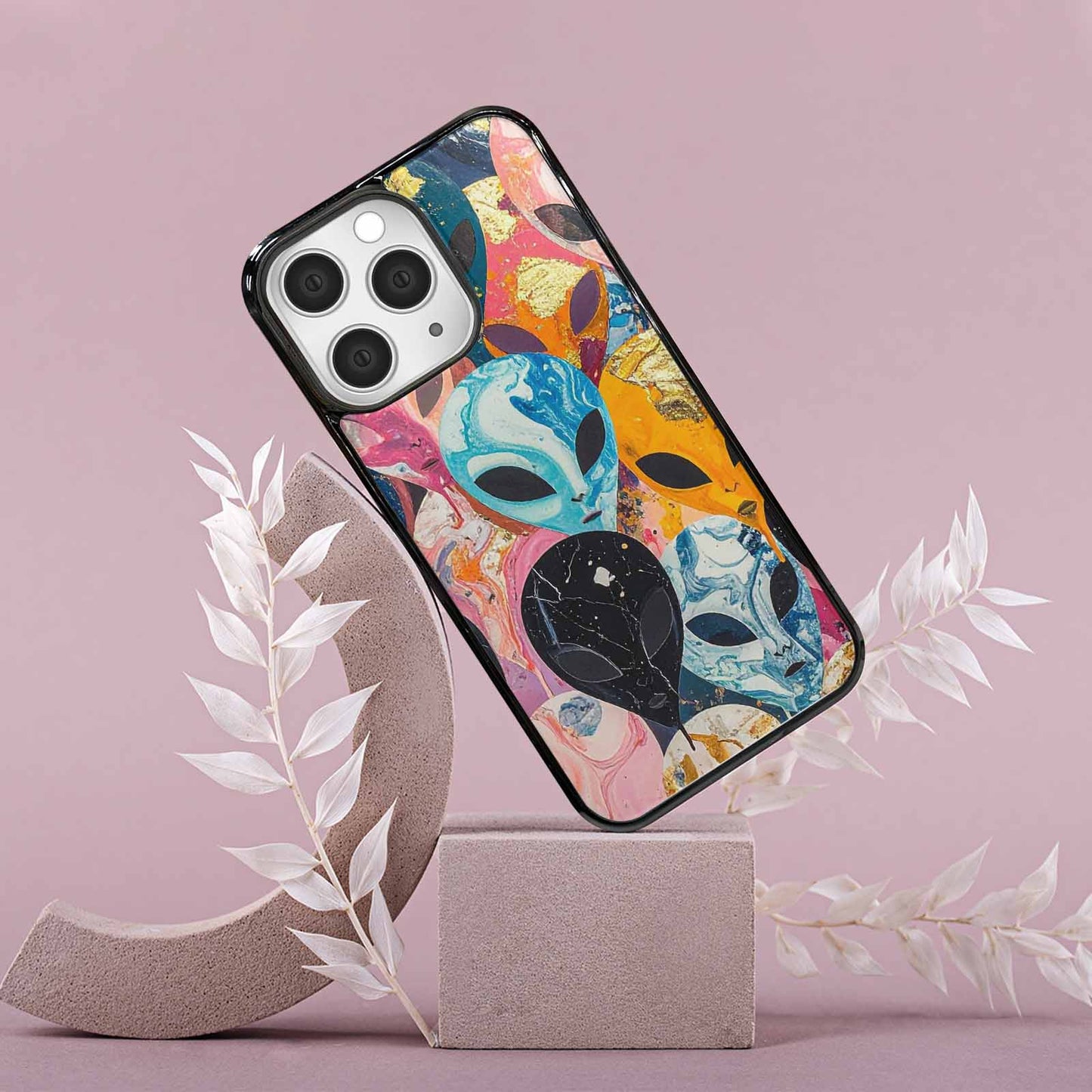 iPhone 15 Pro Max Case — Aliens Marblealiens Pattern Doe, Custom Designed Case Cover