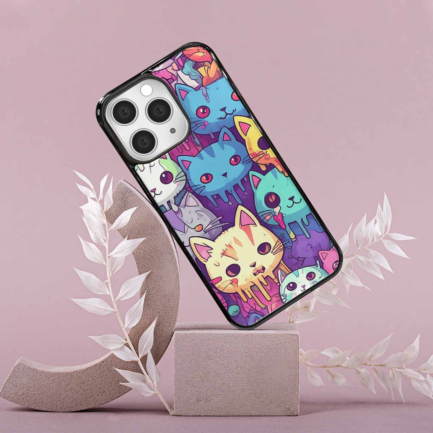 iPhone 15 Pro Max Case — Pastel Gore Cat Character Pattern Hundreds, Customized Protective Case