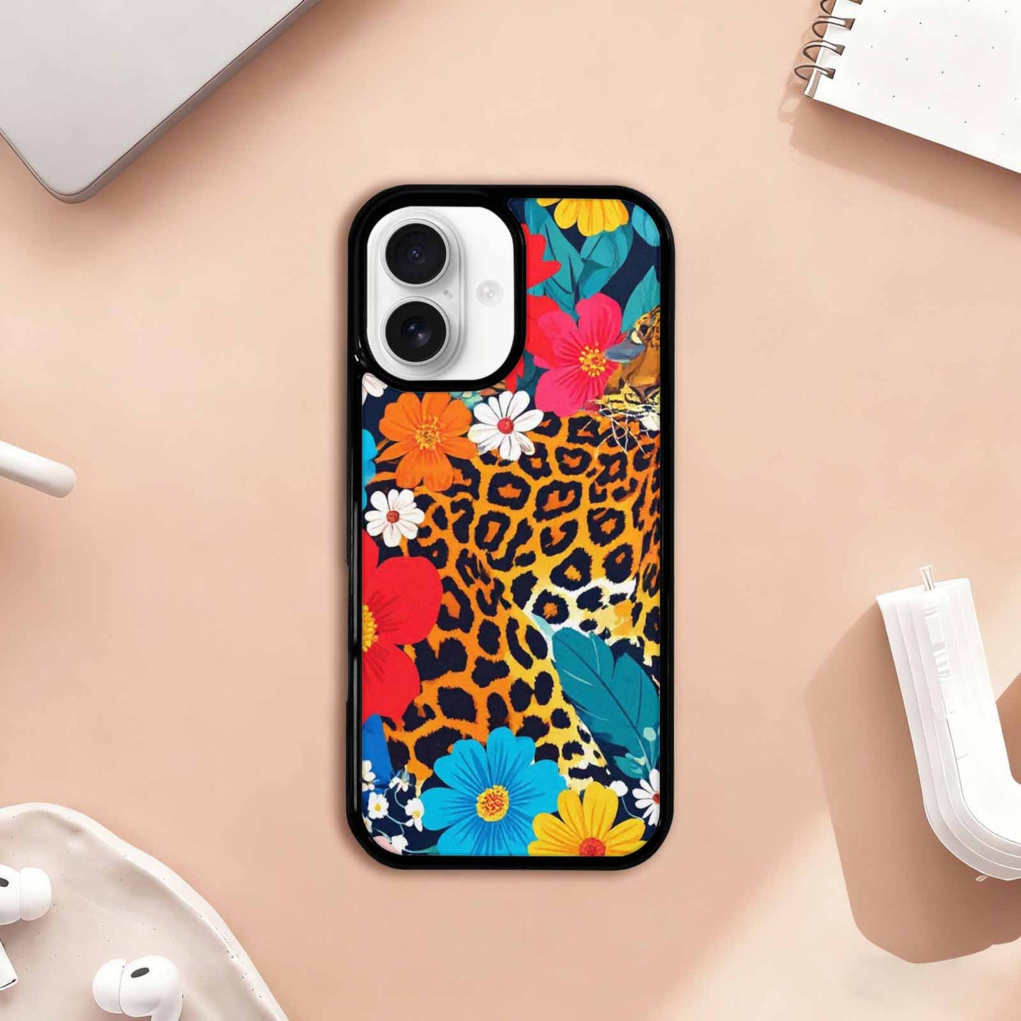 iPhone 17 Case — Leopard Print Floral Seamless Animal Print, Custom Print Case Cover