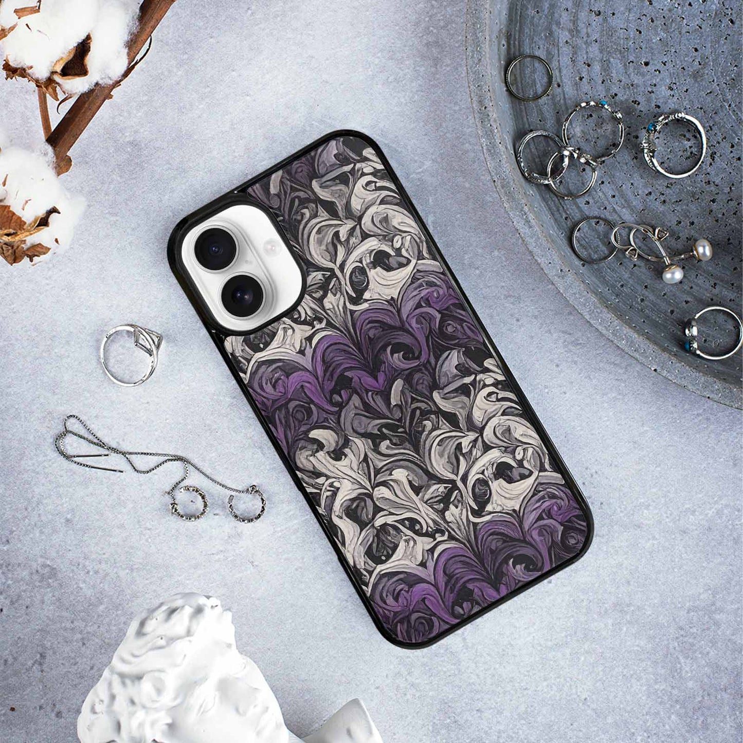 iPhone 16 Plus Case — Asexual Flag Color Theme Small Rainbow, Custom Printed Phone Case