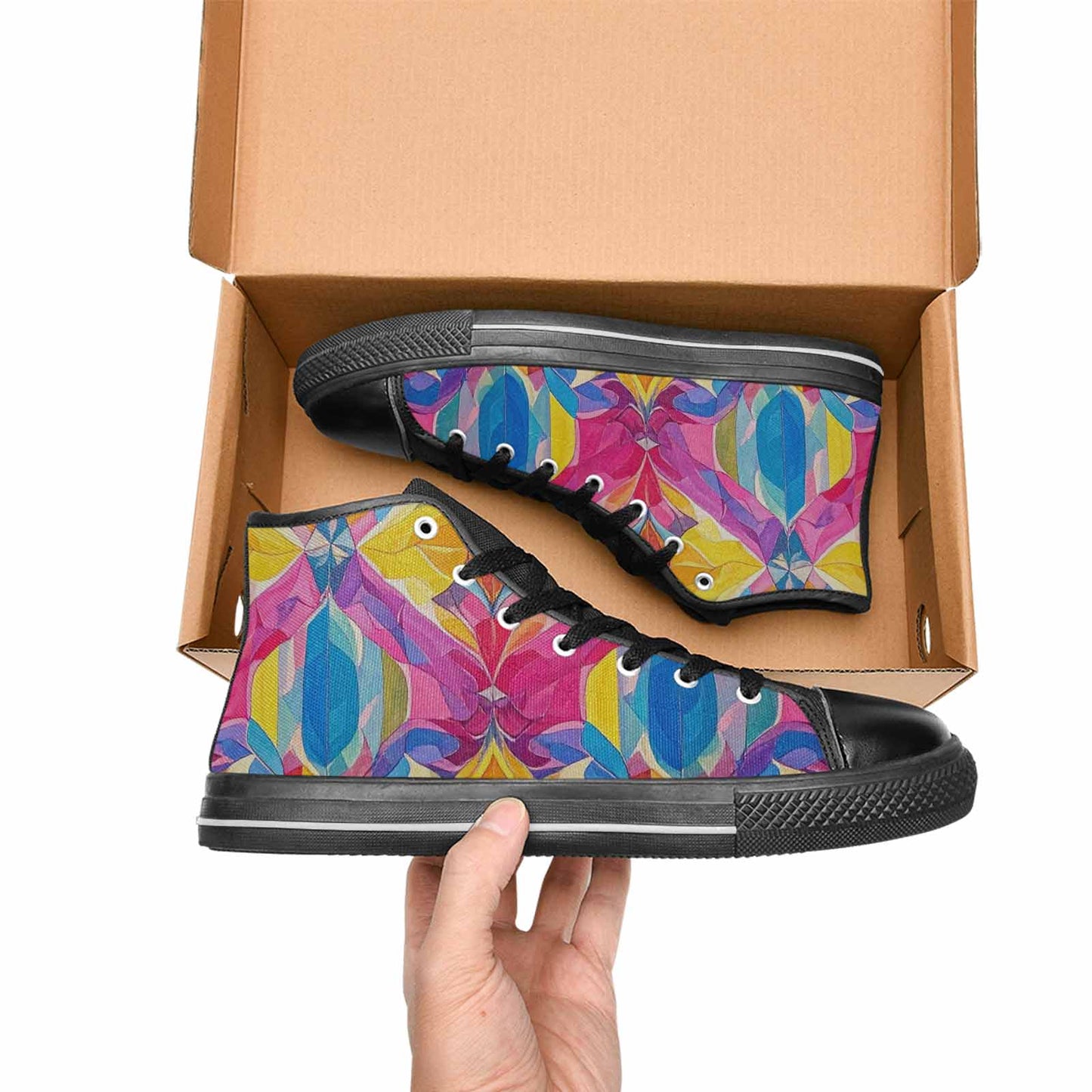 MEN'S Pansexual Flag Color High Top Canvas Aesthetic Custom Sneakers