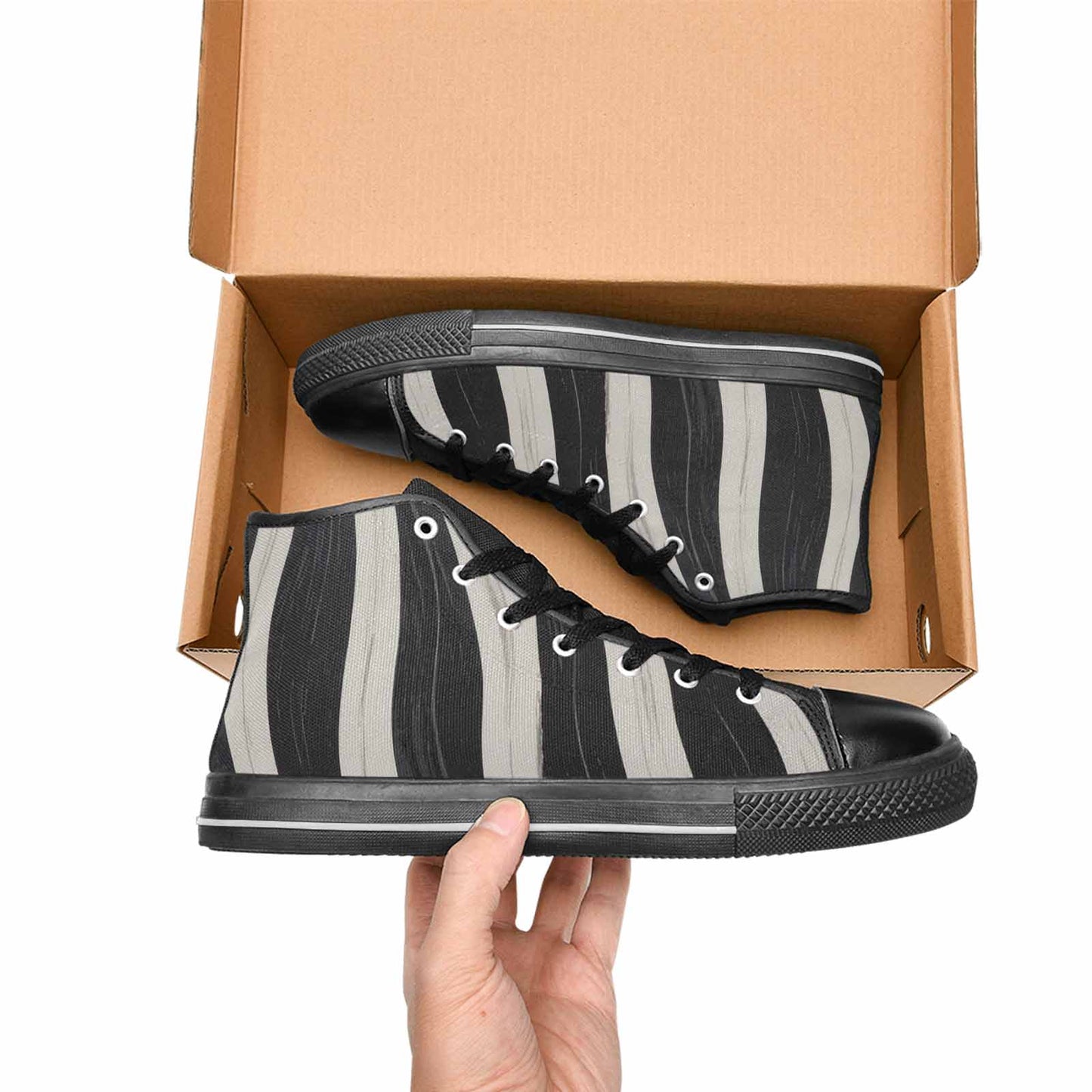 WOMEN'S Modern Zebra Stripe High Top Canvas Dark Academia Sneakers