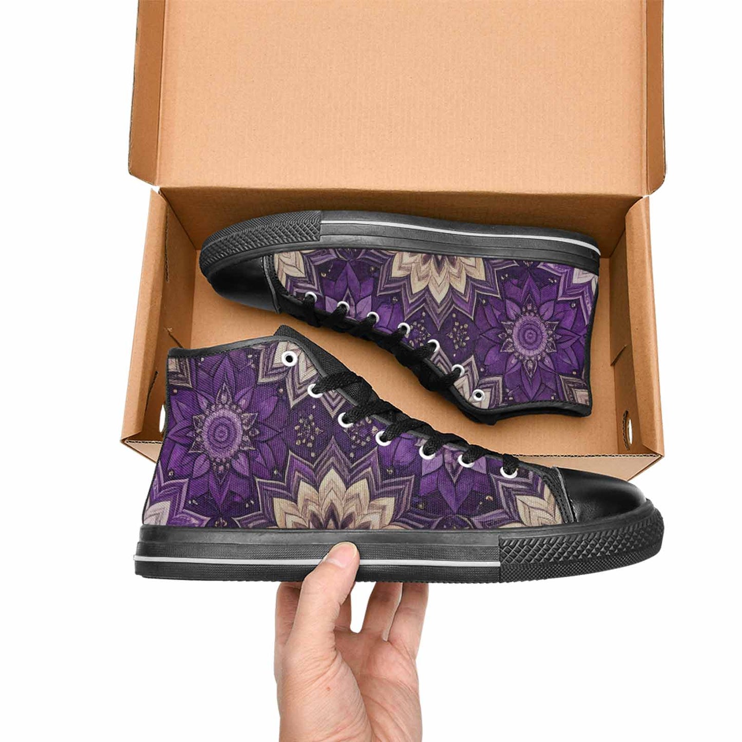 WOMEN'S Mandala High Top Canvas Wallpaper Art Custom Sneakers