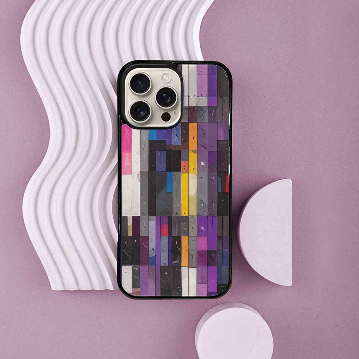 iPhone 16 Pro Max Case — Asexual Flag Color Theme Small Rainbow, Original Design Phone Case