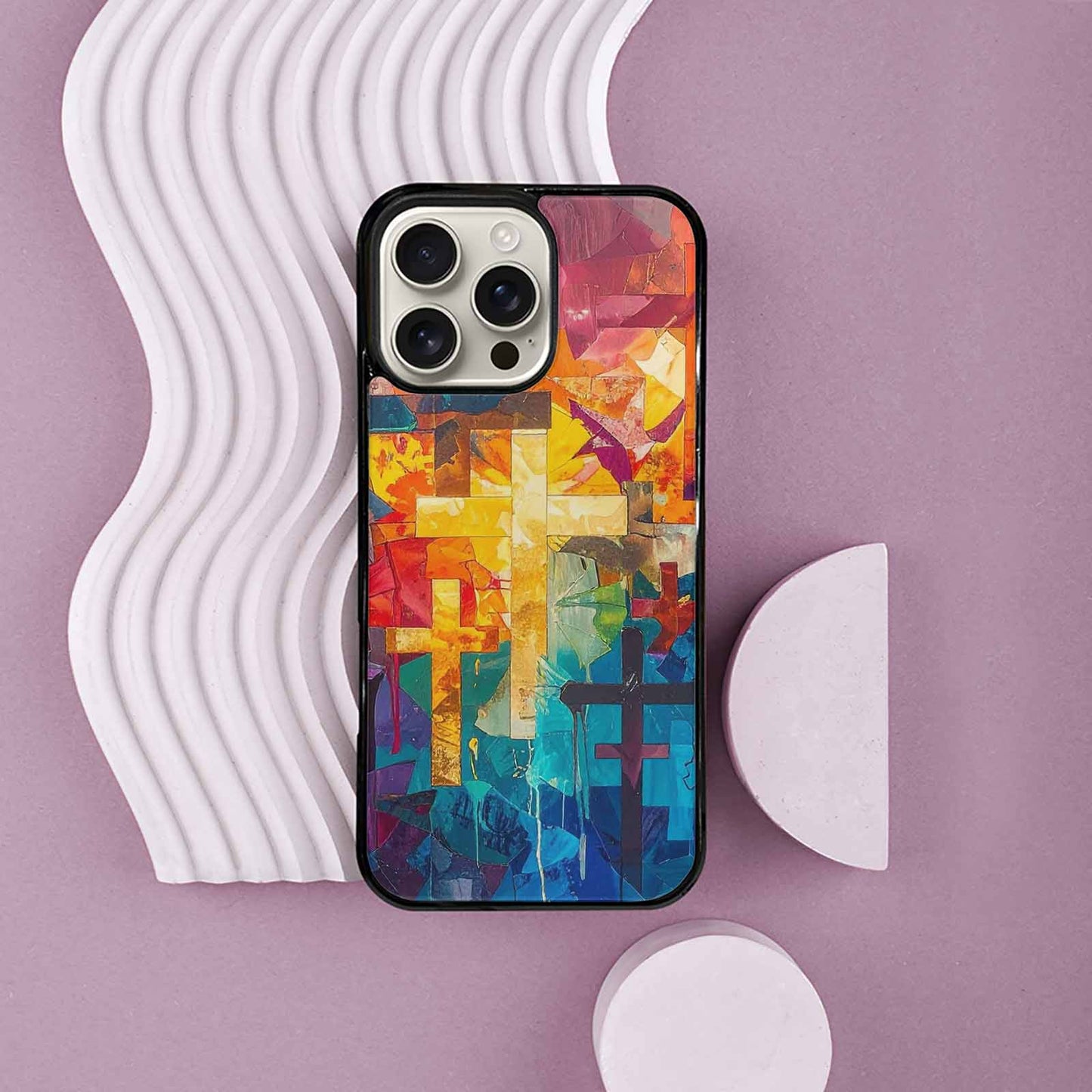 iPhone 16 Pro Max Case — Faith Cross And Faith Icons Pattern, Customized Protective Case