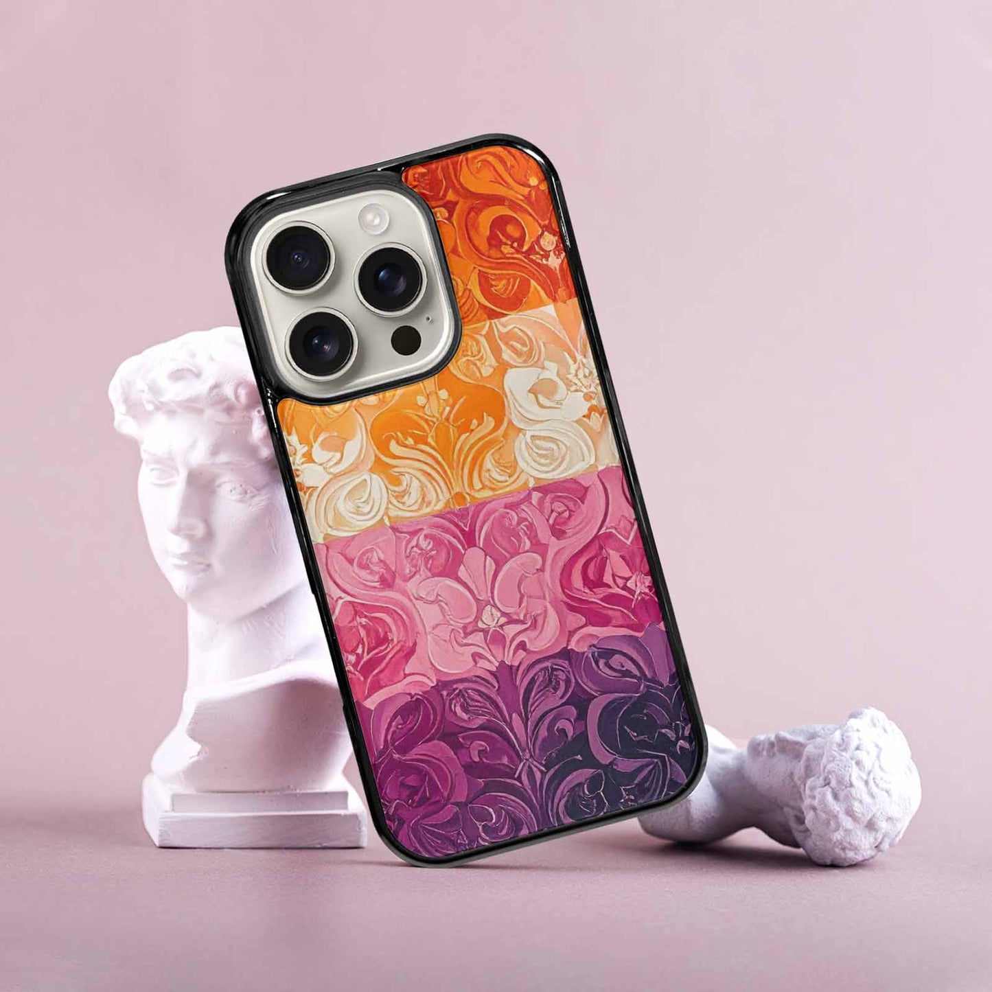 iPhone 16 Pro Case — Lesbian Flag Color Theme Small Rainbow, Custom Art Phone Cover