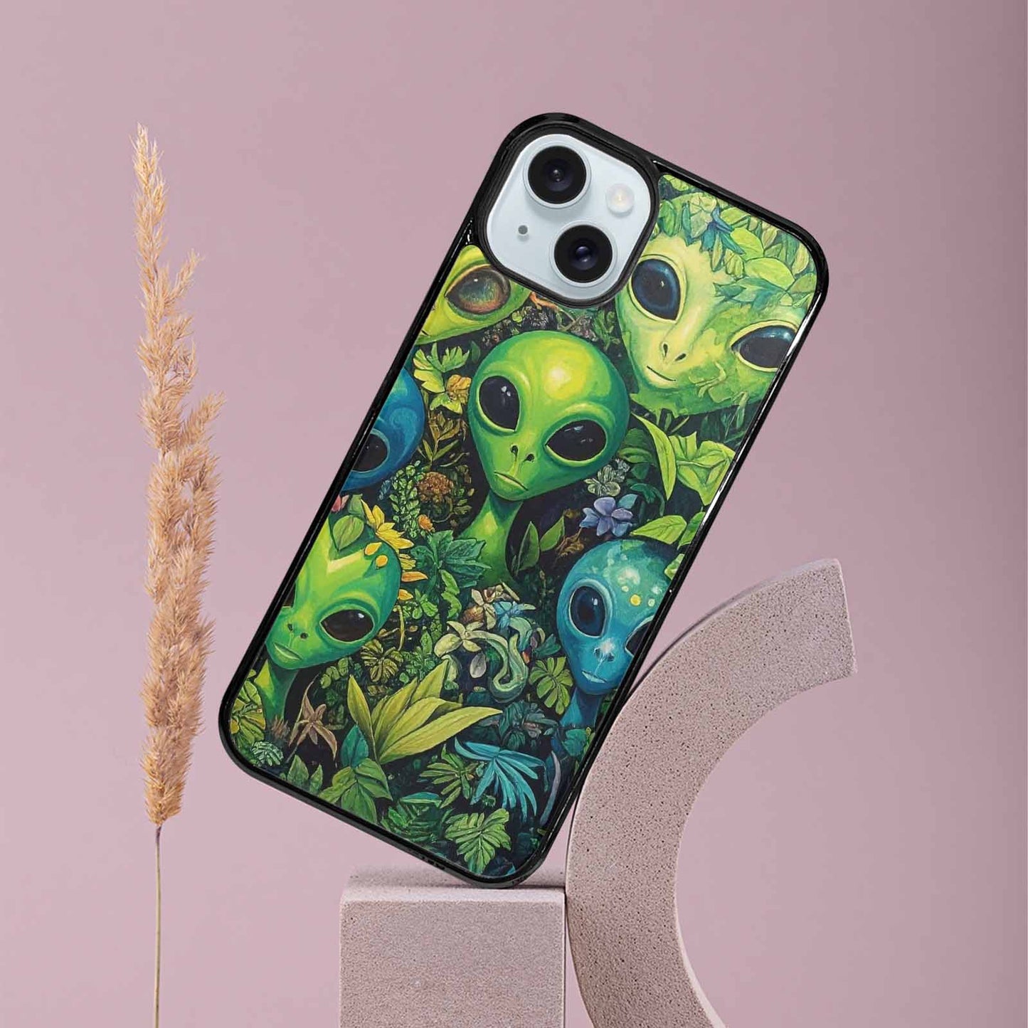 iPhone 15 Plus Case — Aliens Pattern Hundreds Of Sma Giq, Custom Print Case Cover