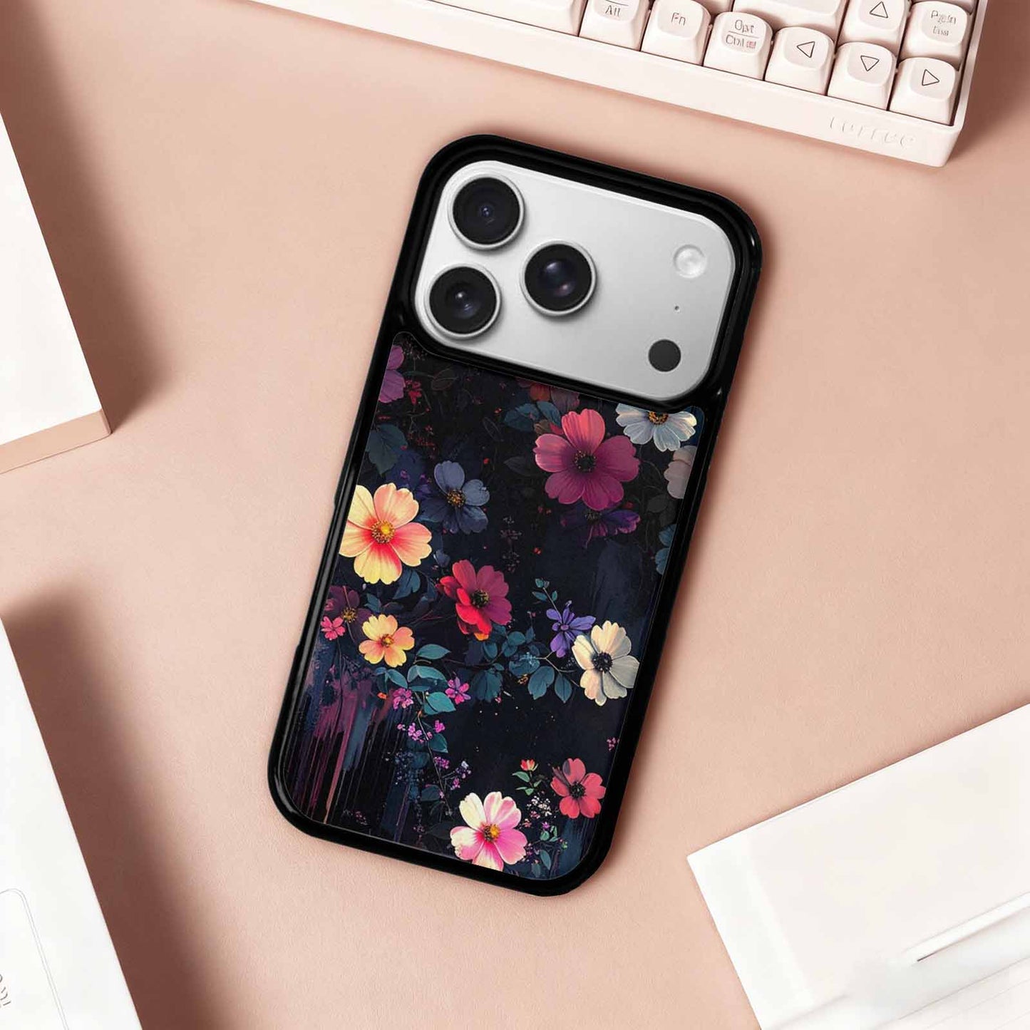 iPhone 17 Pro Case — Shadowy Glitch Floral Pattern Hundreds Floral, Original Design Phone Case