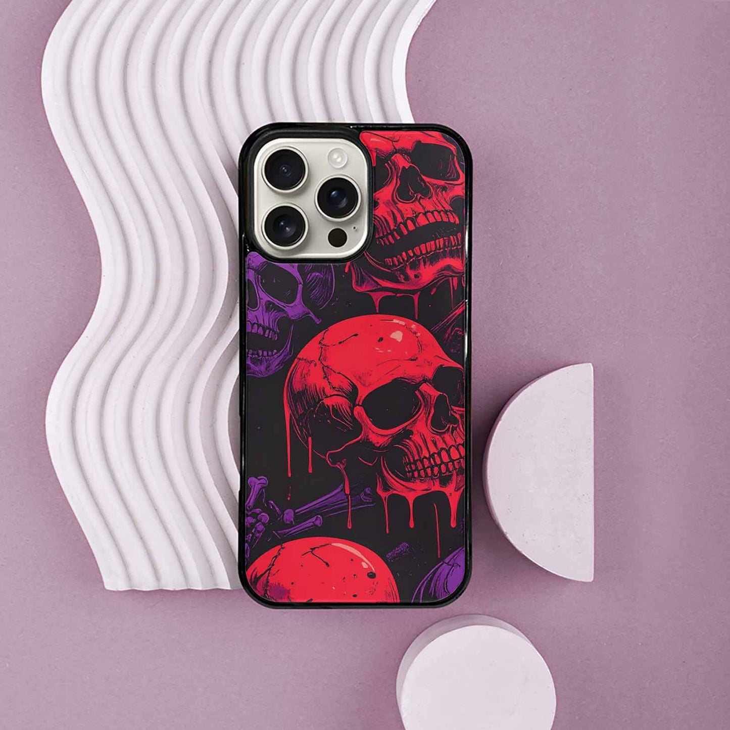 iPhone 16 Pro Max Case — Red Purple Skeletons Neon Drip Melting, Personalized Phone Case