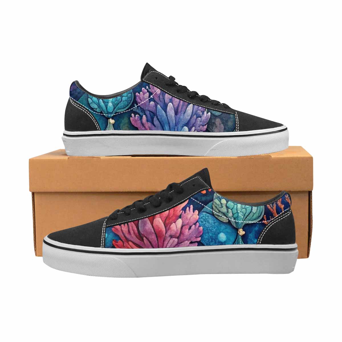WOMEN'S Fish Scale Coral Canvas Lace-Up Cottagecore Custom Shoes