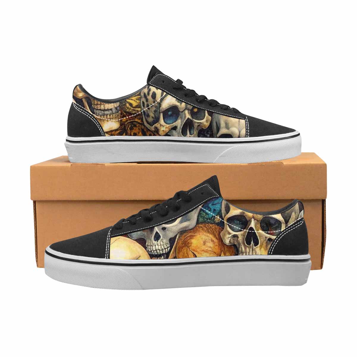 WOMEN'S Skulls Lace-Up Canvas Neon Fantasy Shoes