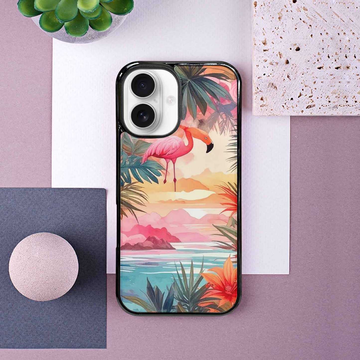 iPhone 16 Case — Flamingo Tropical Flamingo Tropical Pattern Hundreds, Custom Printed Phone Case