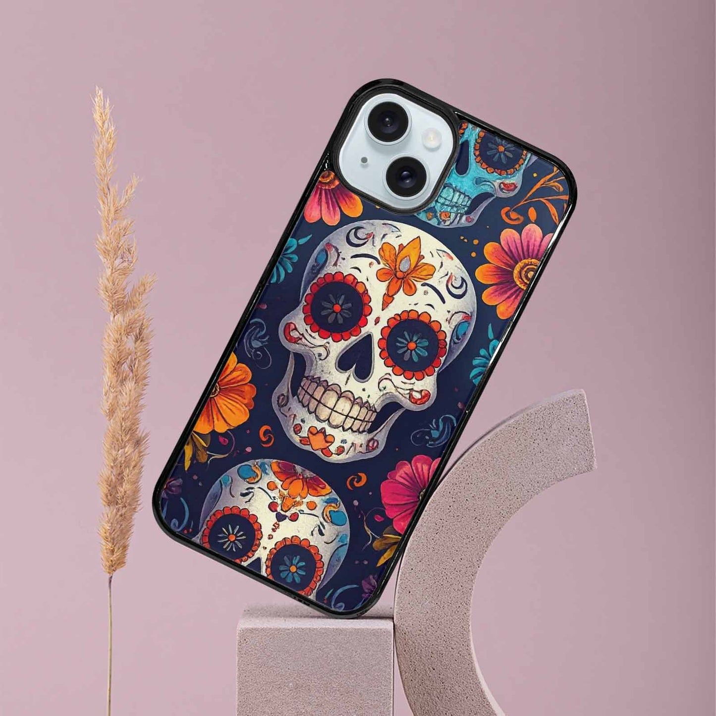 iPhone 15 Plus Case — Day Of Dead Sugar Skull Custom, Custom Print Case Cover